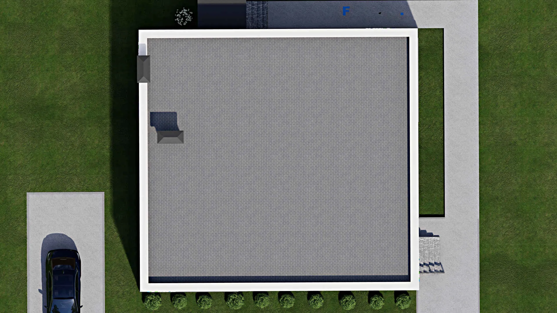 F-3257 - Проект одноэтажного дома 15 на 15, площадью 180 м² с террасой и 3 спальнями