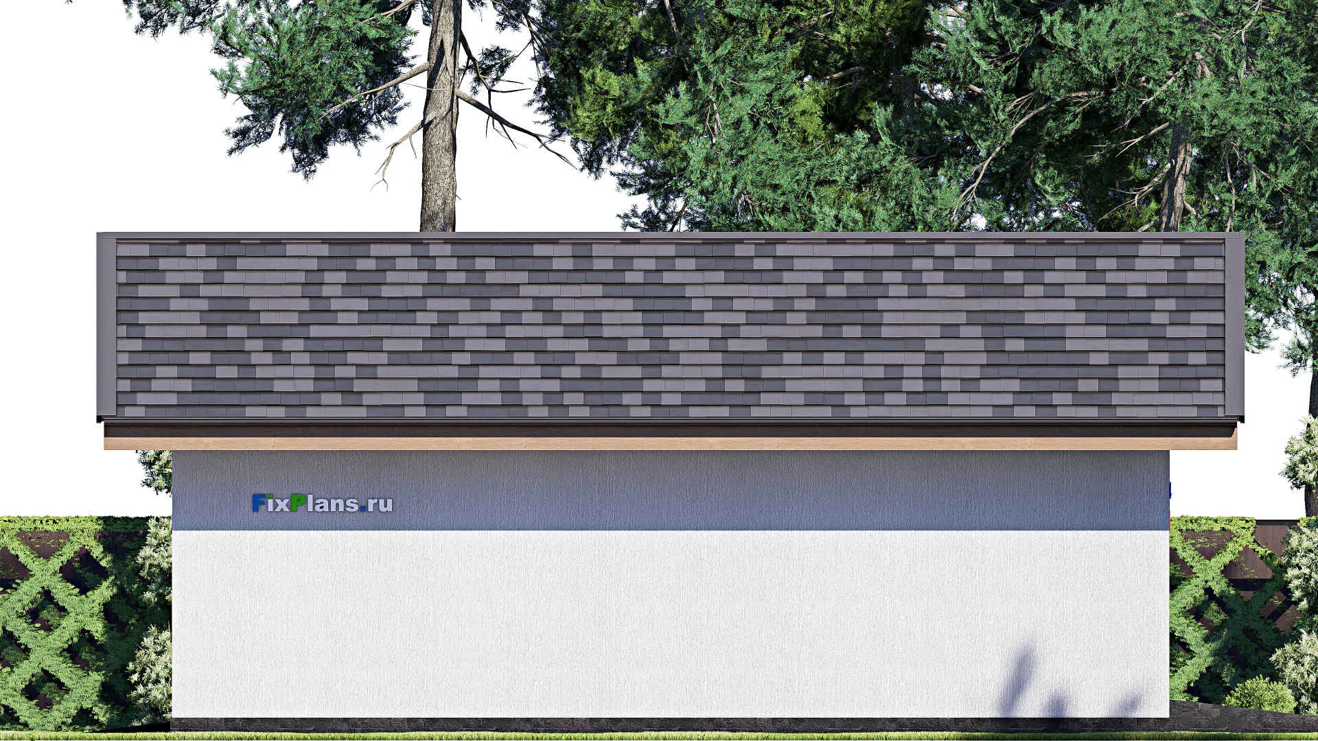 F-19475 - Проект гаража из газобетона 7 на 11, площадью 60 м² на 2 машиноместа