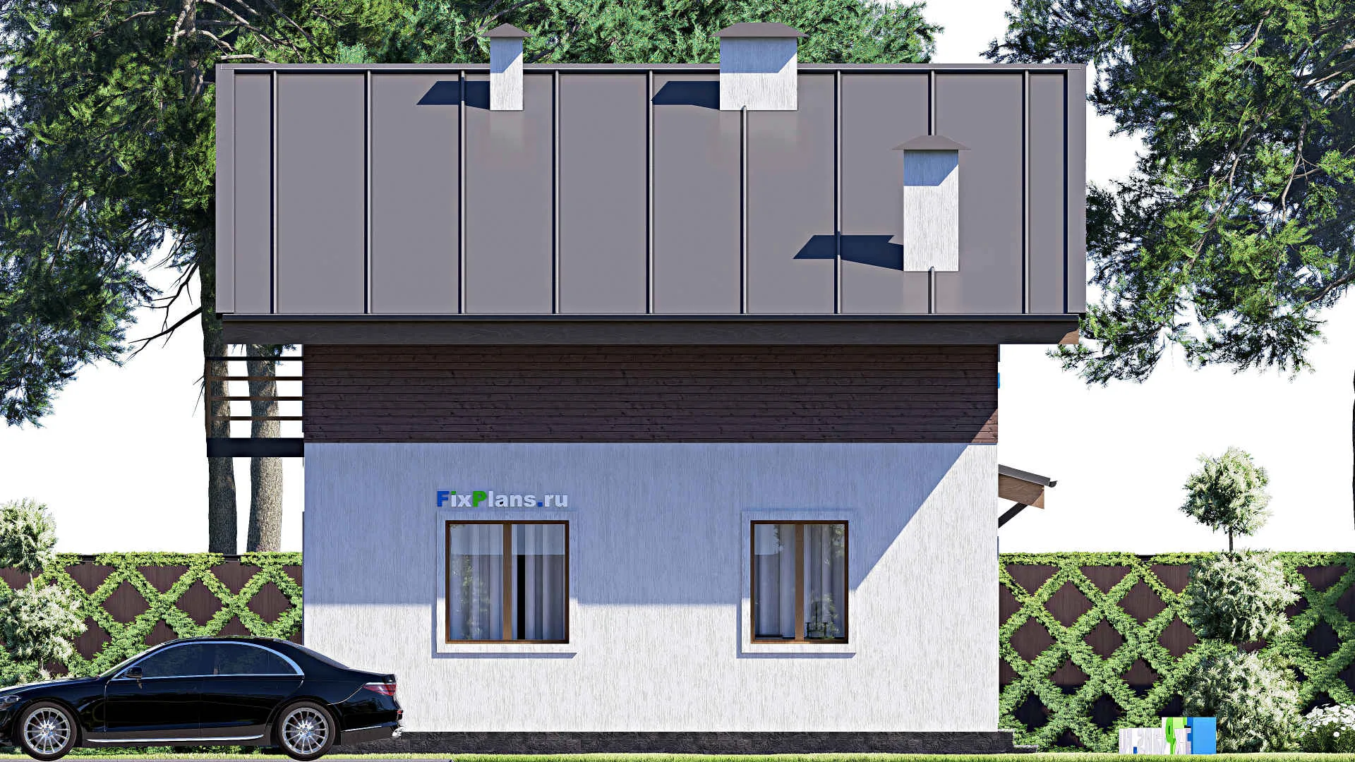 F-17378 - Проект дома с мансардой 9 на 11, площадью 120 м² с балконом и 4 спальнями