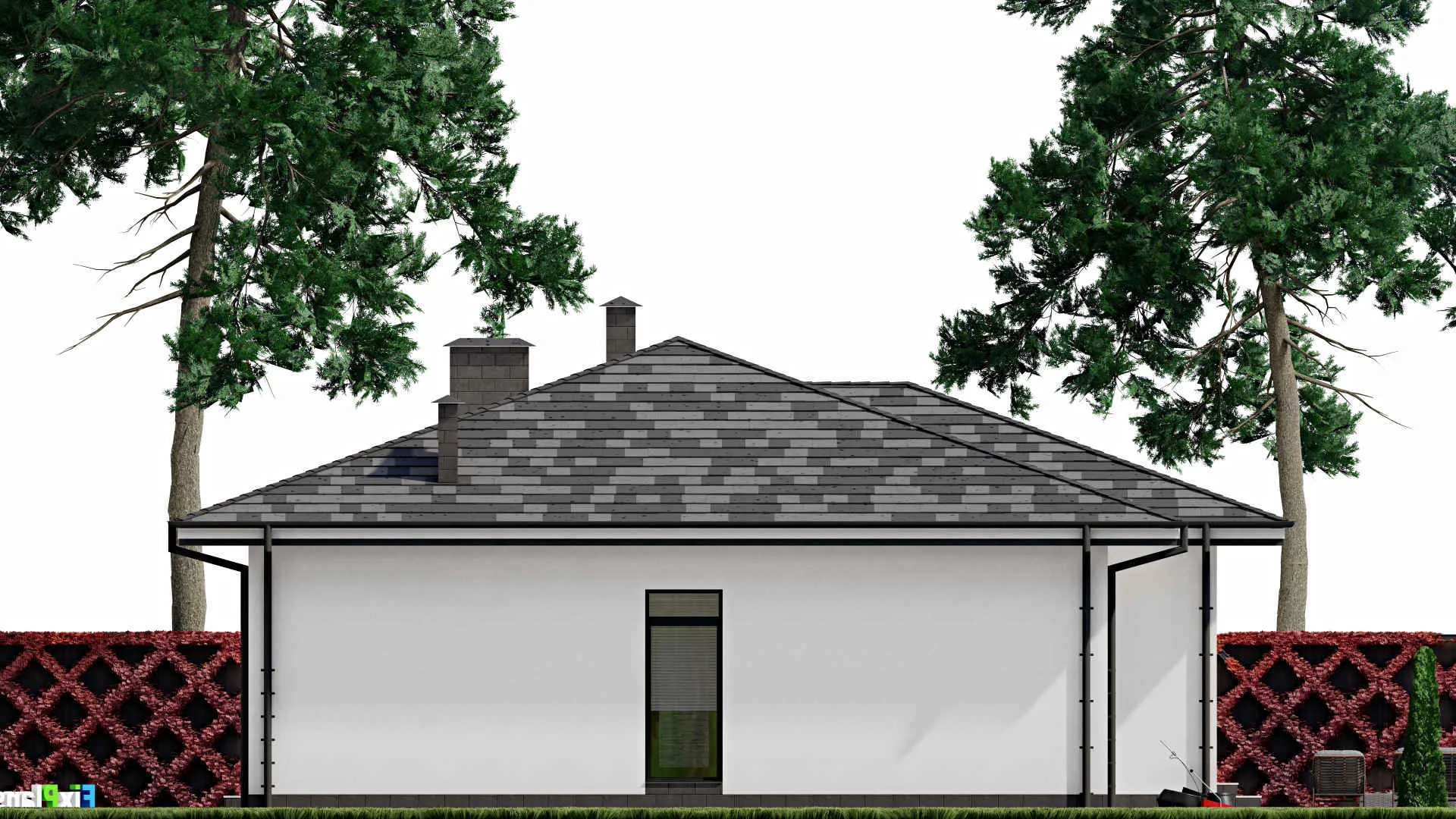 F-0044 - Проект одноэтажного дома 13 на 16, площадью 230 м² с террасой и 7 спальнями