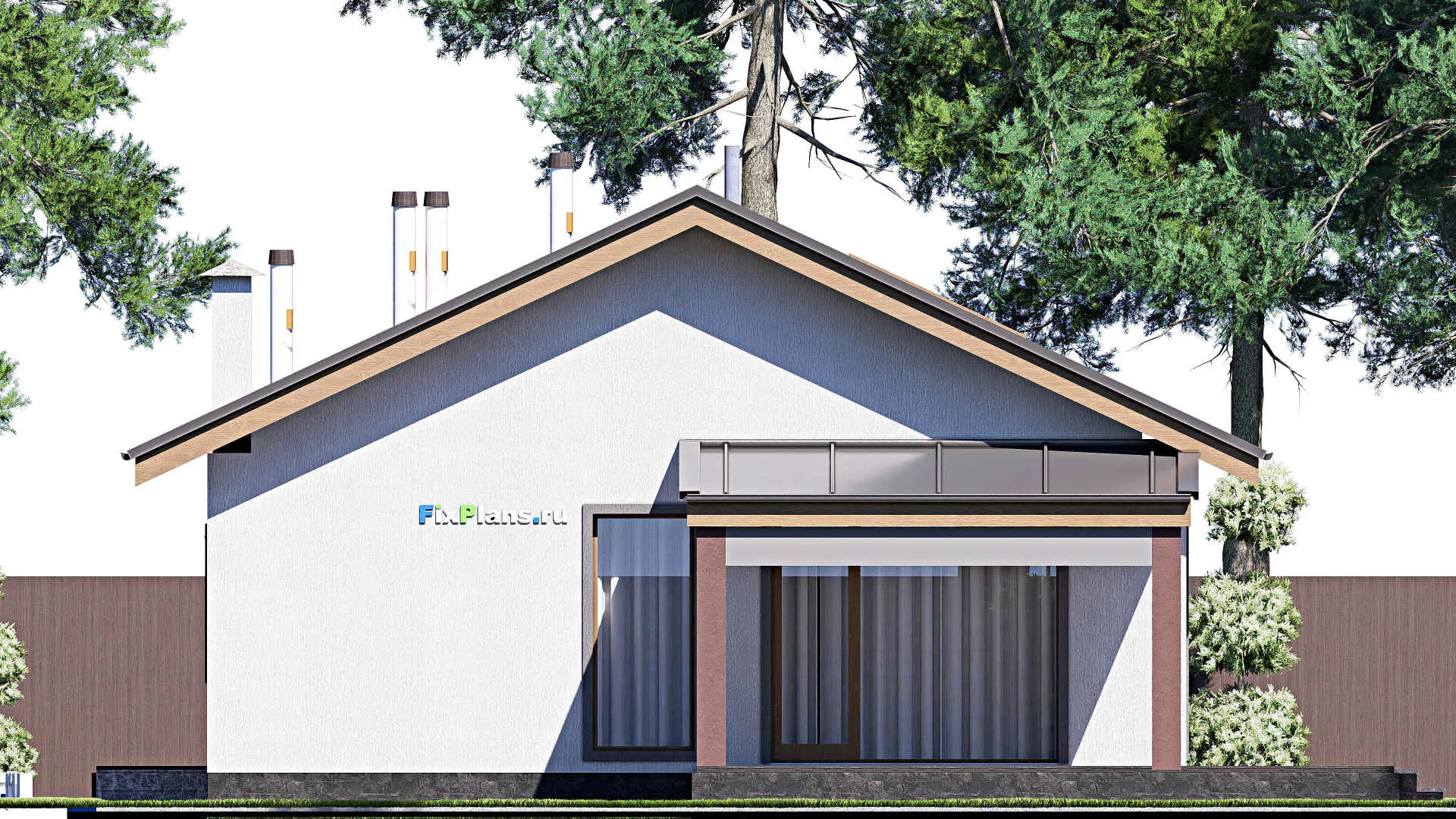 F-17648 - Проект одноэтажного дома 14 на 26, площадью 260 м² с террасой и 4 спальнями