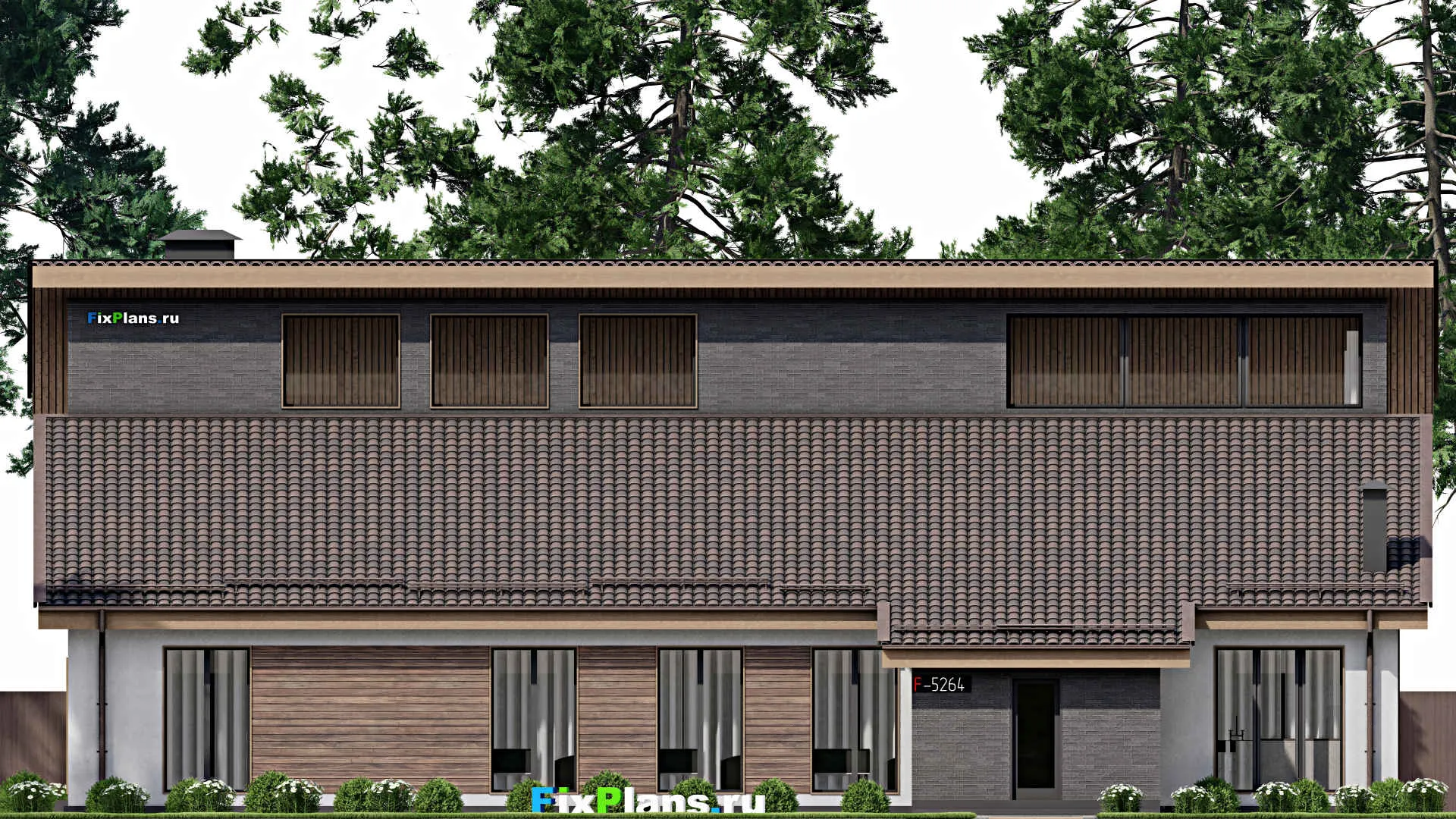 F-5264 - Проект дома с мансардой 19 на 23, площадью 390 м² с спортзалом и 5 спальнями