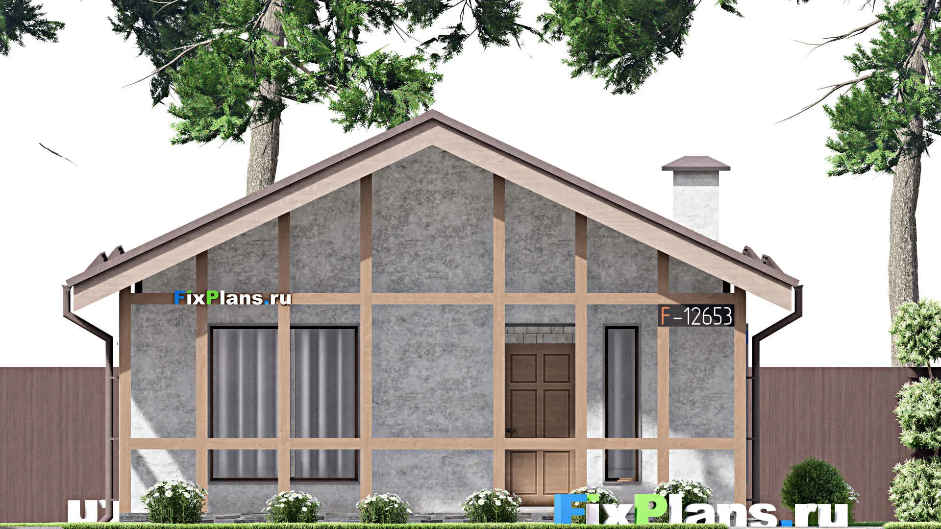 F-12653 - Проект одноэтажного дома 9 на 12, площадью 90 м² с террасой и 2 спальнями