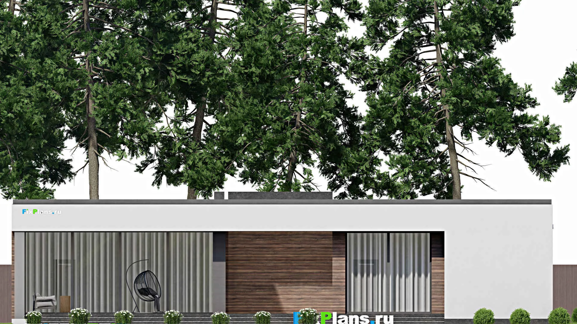 F-3158 - Проект одноэтажного дома 22 на 26, площадью 400 м² с террасой и 4 спальнями