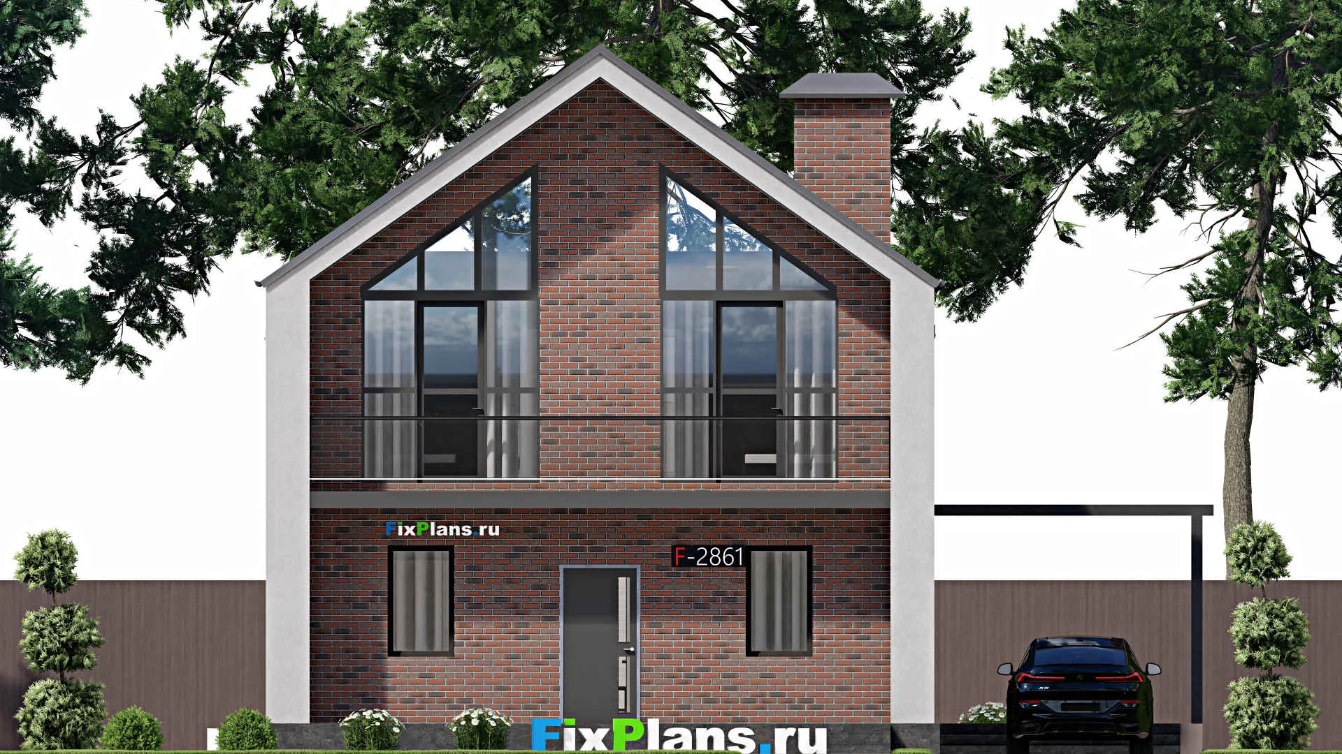 F-2861 - Проект дома с мансардой 9 на 14, площадью 220 м² с террасой, балконом и 4 спальнями