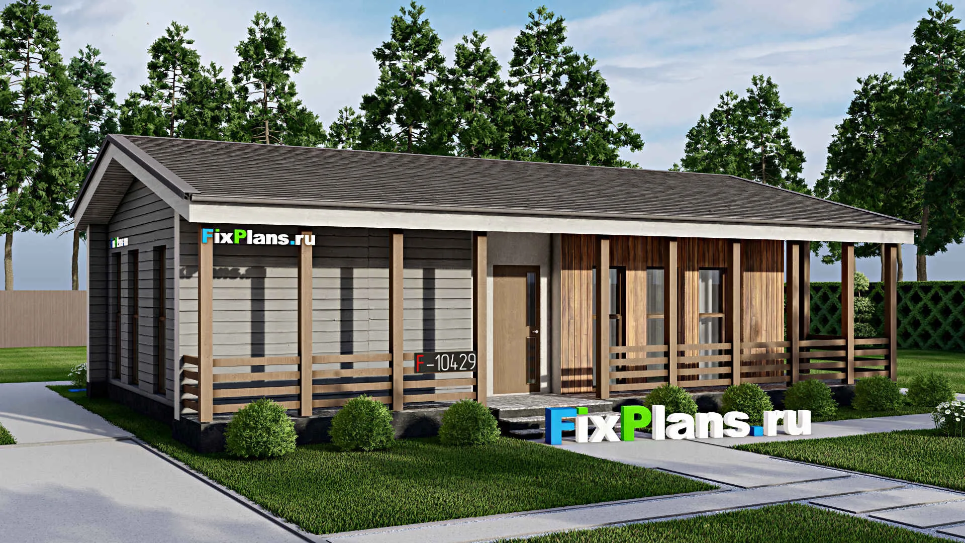 F-10439 - Проект одноэтажного дома 9 на 13, площадью 100 м² с 2 спальнями