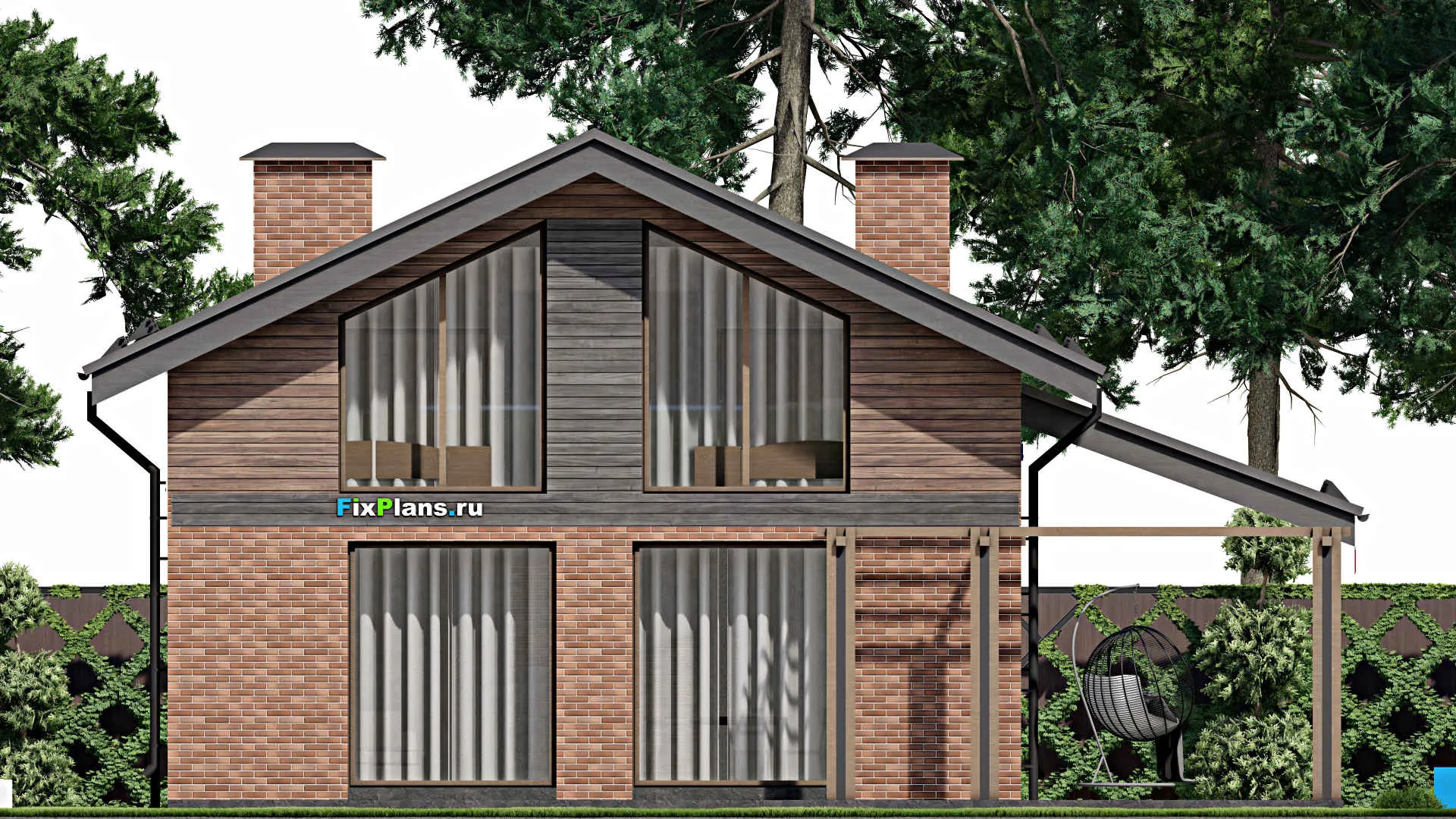 F-9566 - Проект дома с мансардой 11 на 13, площадью 160 м² с террасой и 3 спальнями