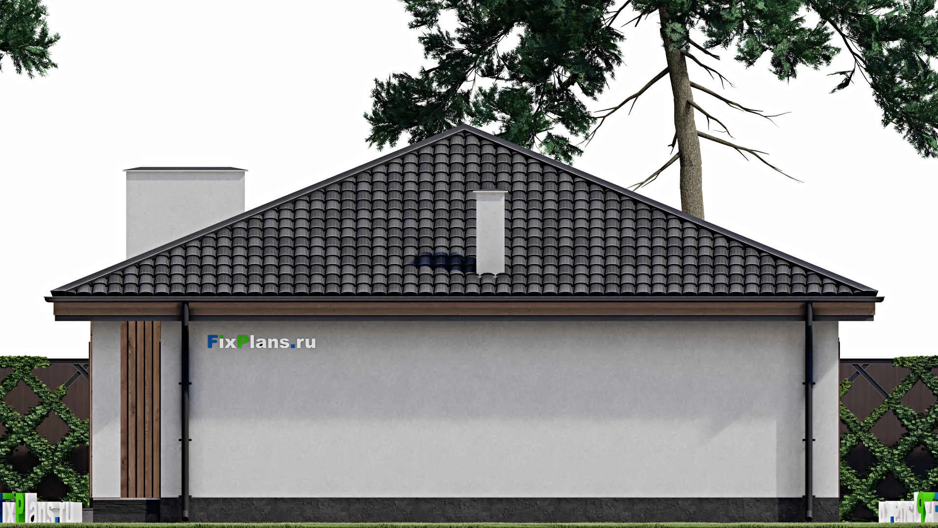 F-1457 - Проект одноэтажного дома 11 на 14, площадью 120 м² с террасой и 3 спальнями