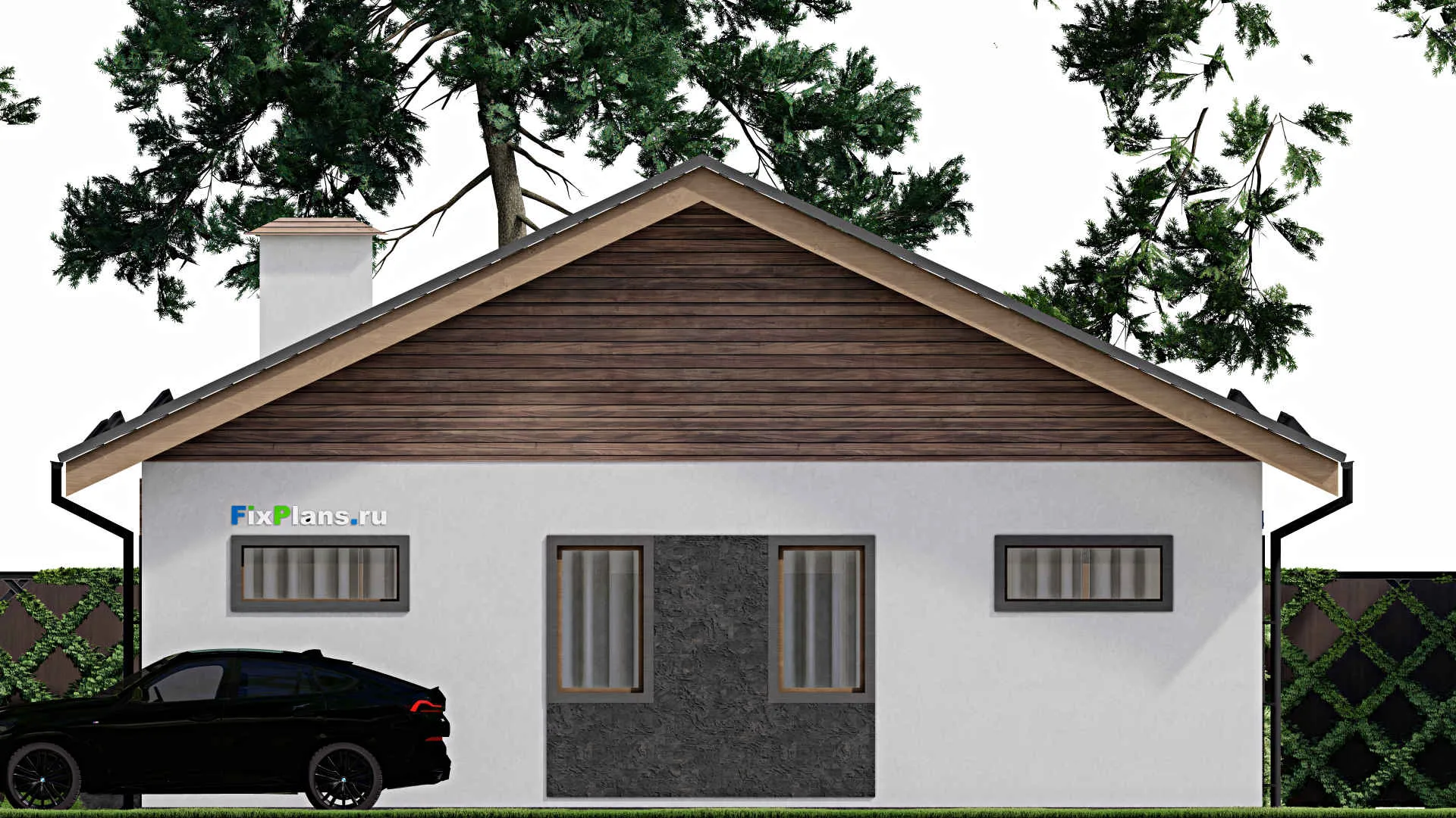 F-4346 - Проект одноэтажного дома 12 на 15, площадью 130 м² с 3 спальнями