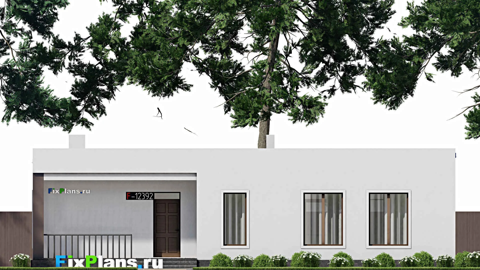 F-12392 - Проект одноэтажного дома 16 на 18, площадью 180 м² с террасой и 3 спальнями