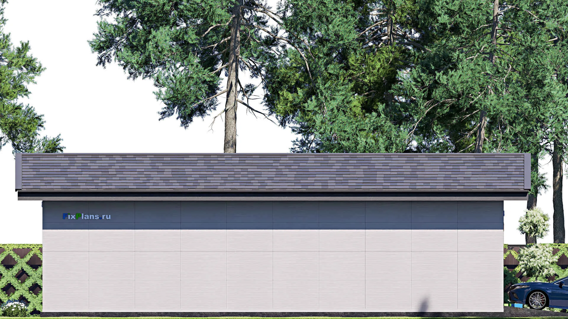 F-18971 - Проект гаража из газобетона 7 на 15, площадью 90 м² на 2 машиноместа