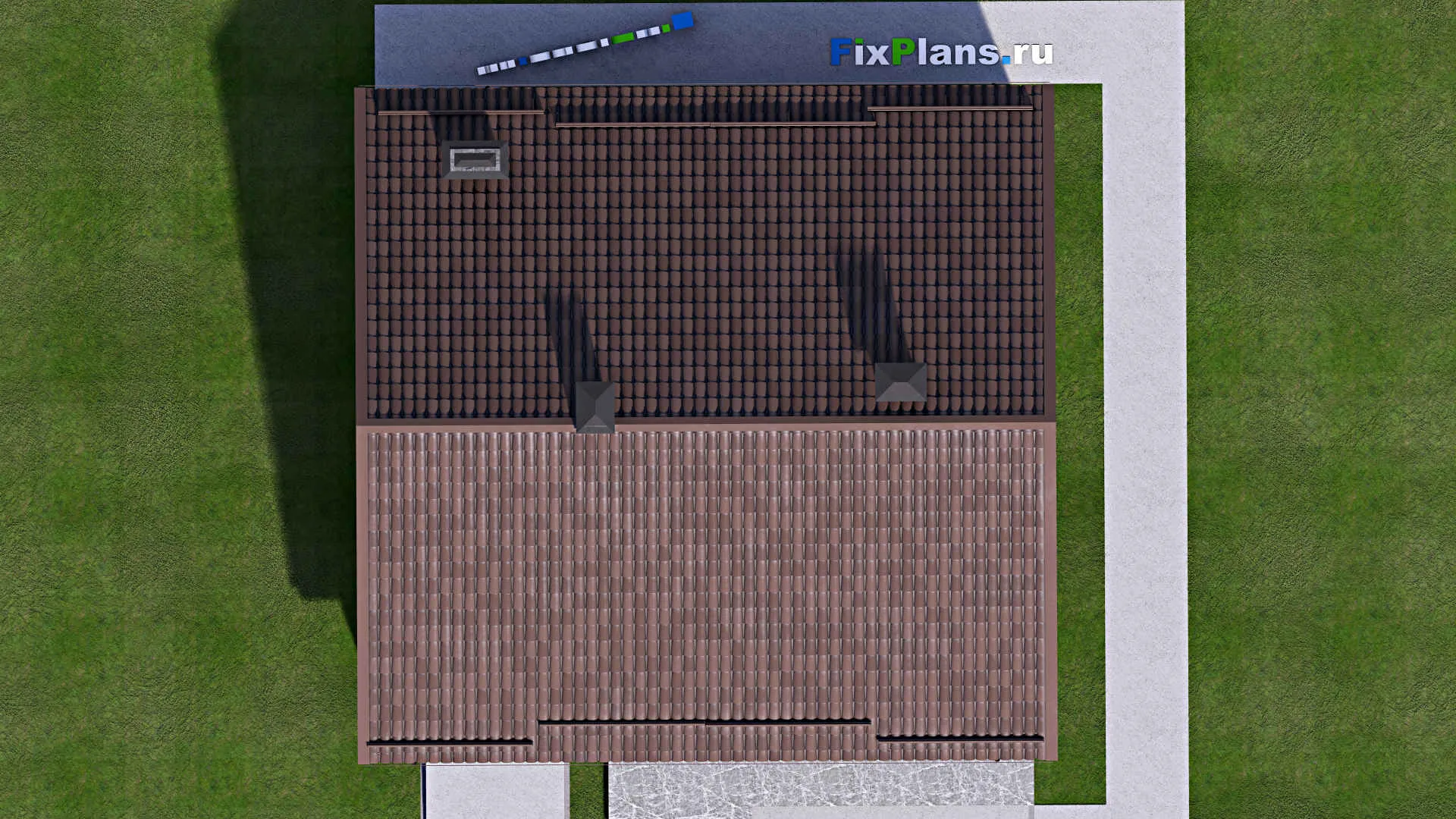 F-14156 - Проект дома с мансардой 12 на 12, площадью 150 м² с гаражом на 1 машину и 5 спальнями