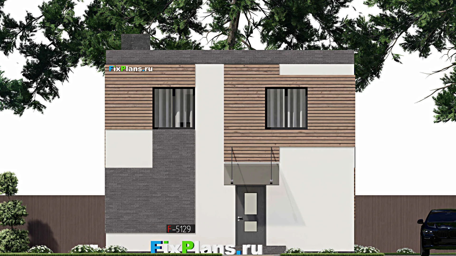 F-5129 - Проект двухэтажного дома 9 на 12, площадью 150 м² с террасой и 3 спальнями