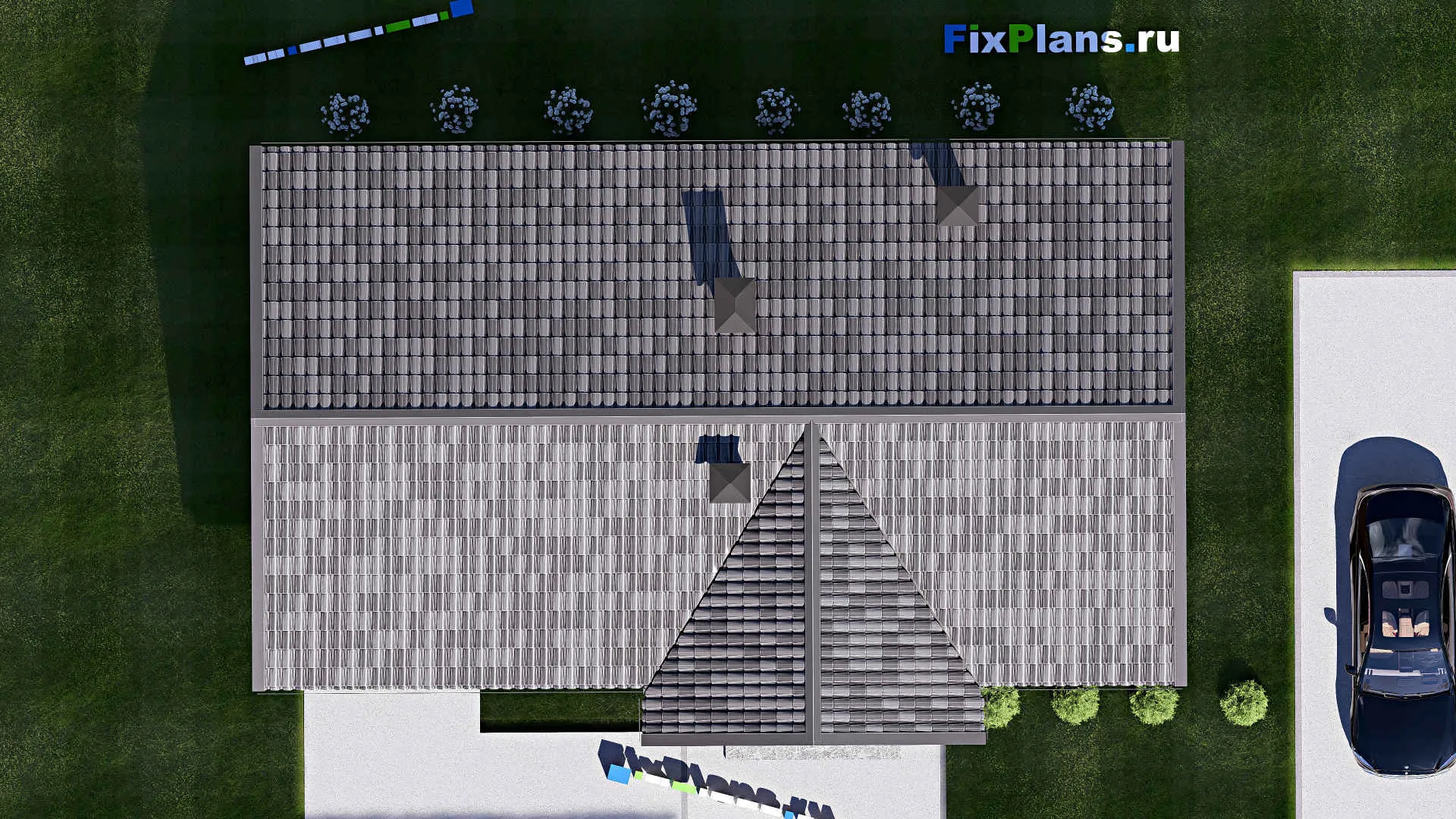 F-19043 - Проект одноэтажного дома 10 на 15, площадью 100 м² с террасой и 1 спальнями