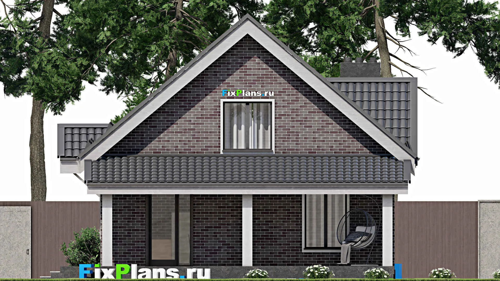 F-2735 - Проект дома с мансардой 9 на 14, площадью 160 м² с террасой и 4 спальнями