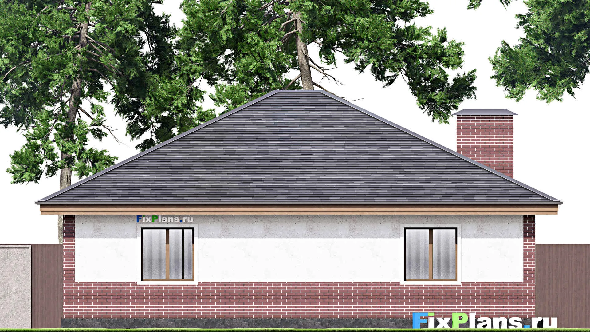 F-13760 - Проект одноэтажного дома 13 на 14, площадью 130 м² с террасой и 3 спальнями
