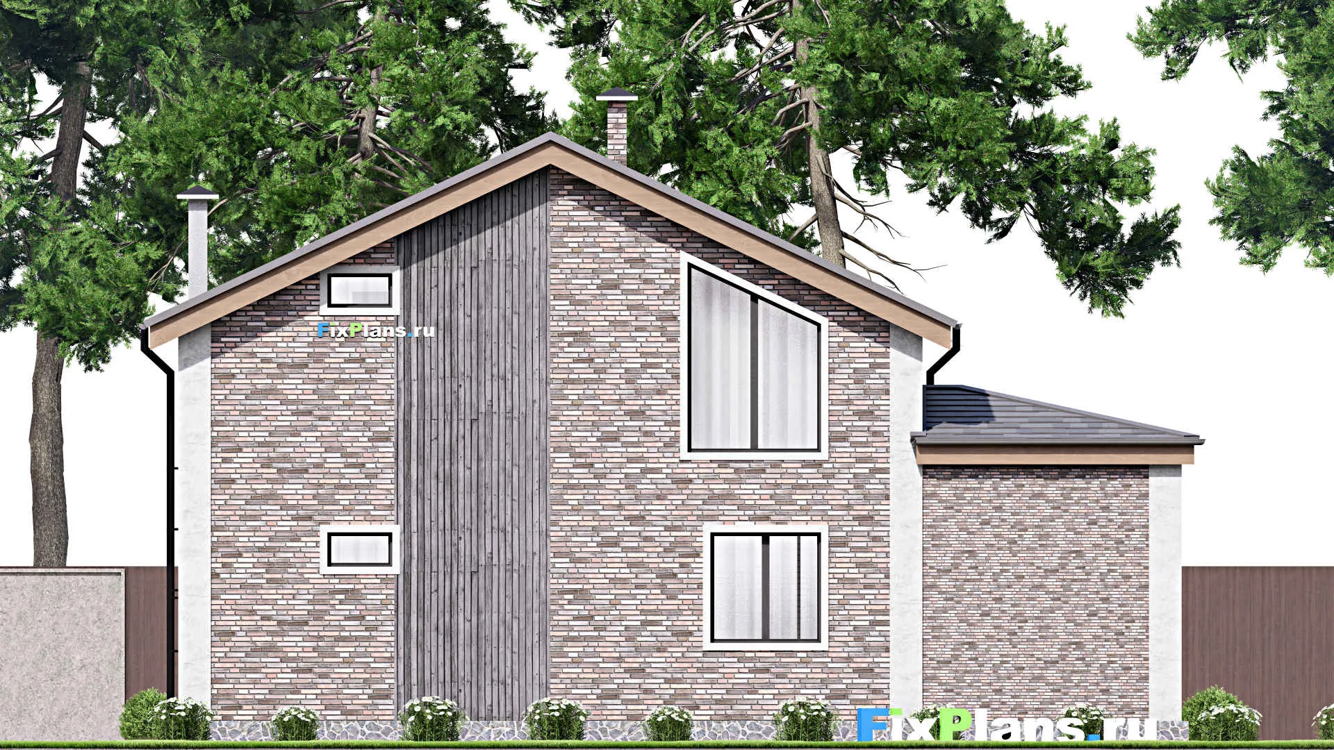 F-10043 - Проект дома с мансардой 10 на 14, площадью 140 м² с террасой и 4 спальнями