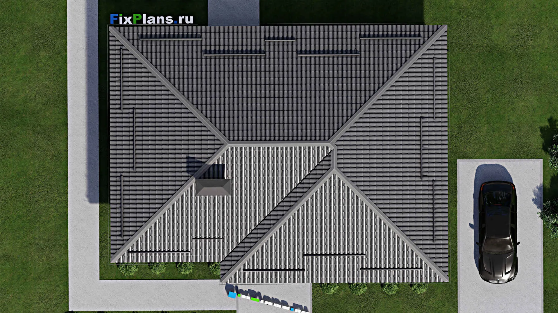 F-2645 - Проект одноэтажного дома 11 на 15, площадью 130 м² с террасой и 3 спальнями