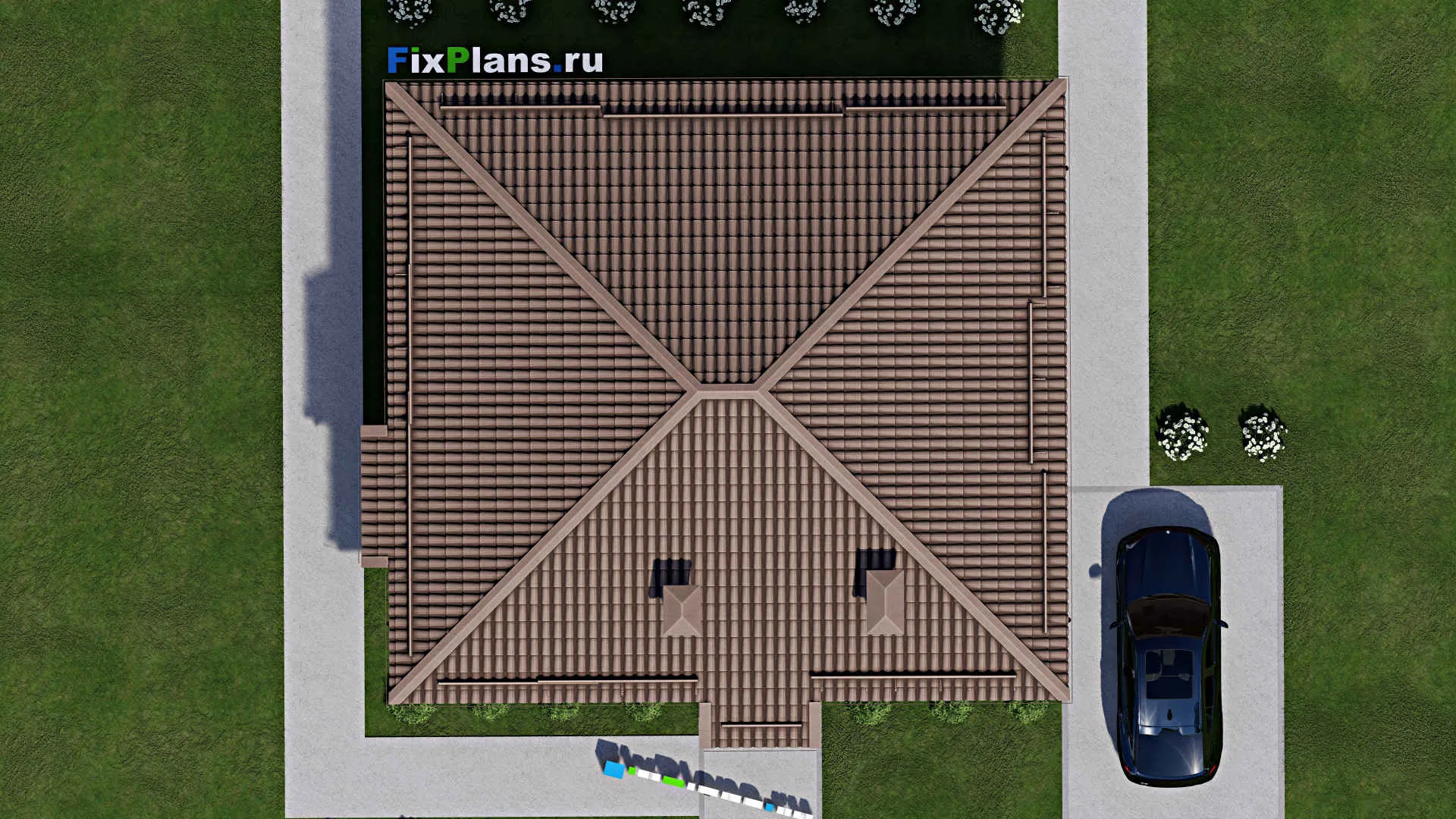 F-12266 - Проект одноэтажного дома 11 на 12, площадью 90 м² с 3 спальнями