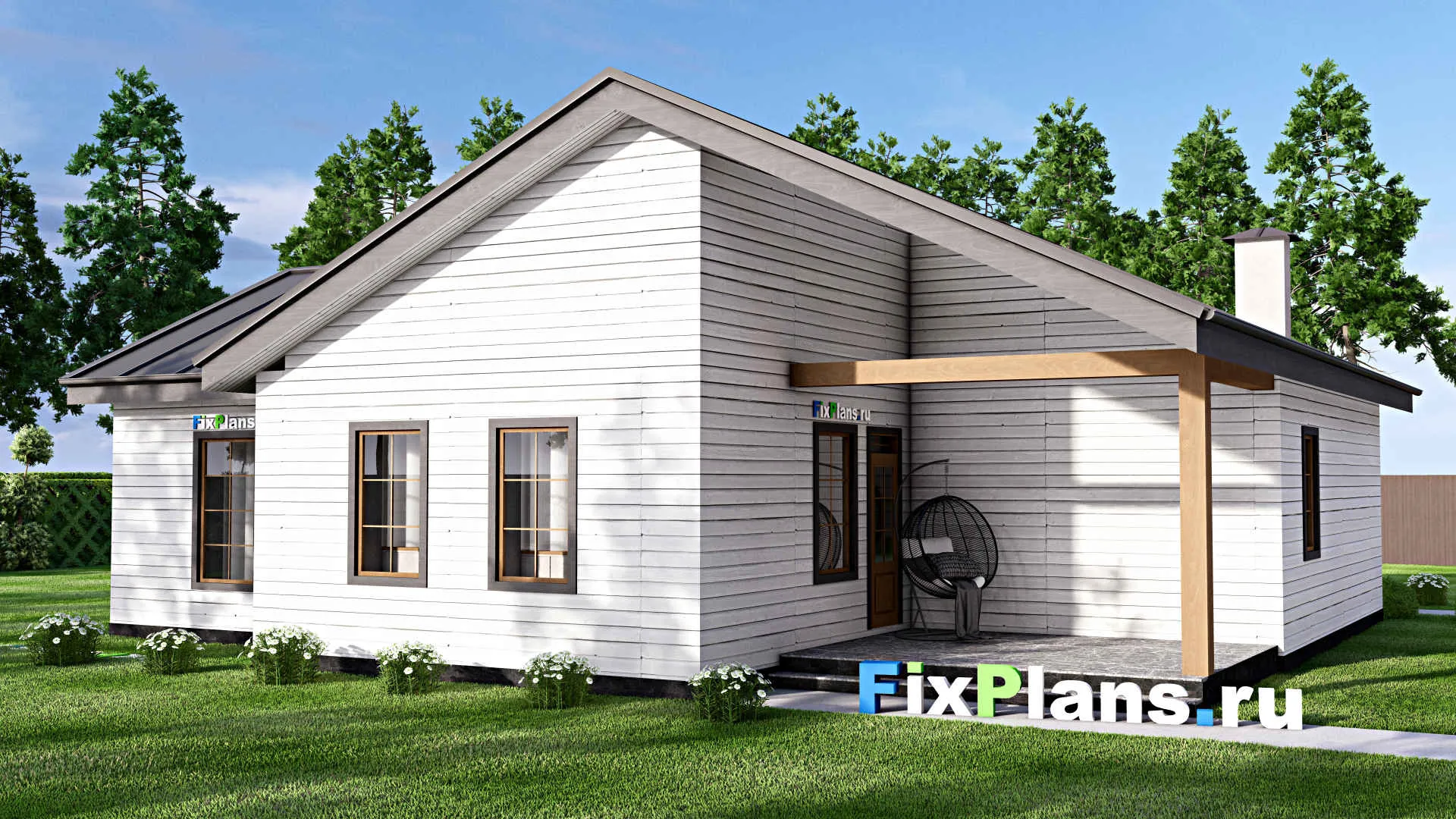 F-16334 - Проект одноэтажного дома 15 на 16, площадью 140 м² с 2 спальнями