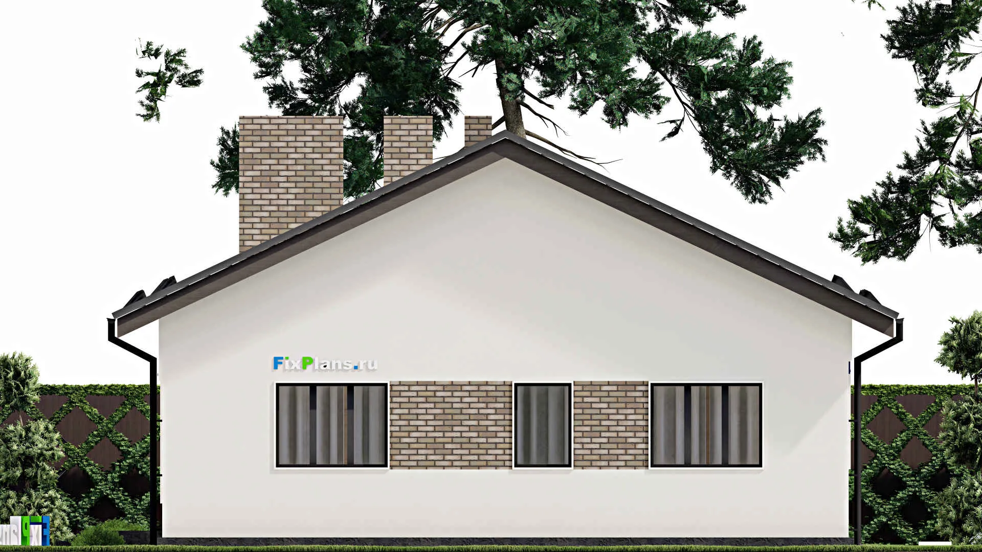 F-4841 - Проект одноэтажного дома 11 на 18, площадью 180 м² с террасой и 3 спальнями