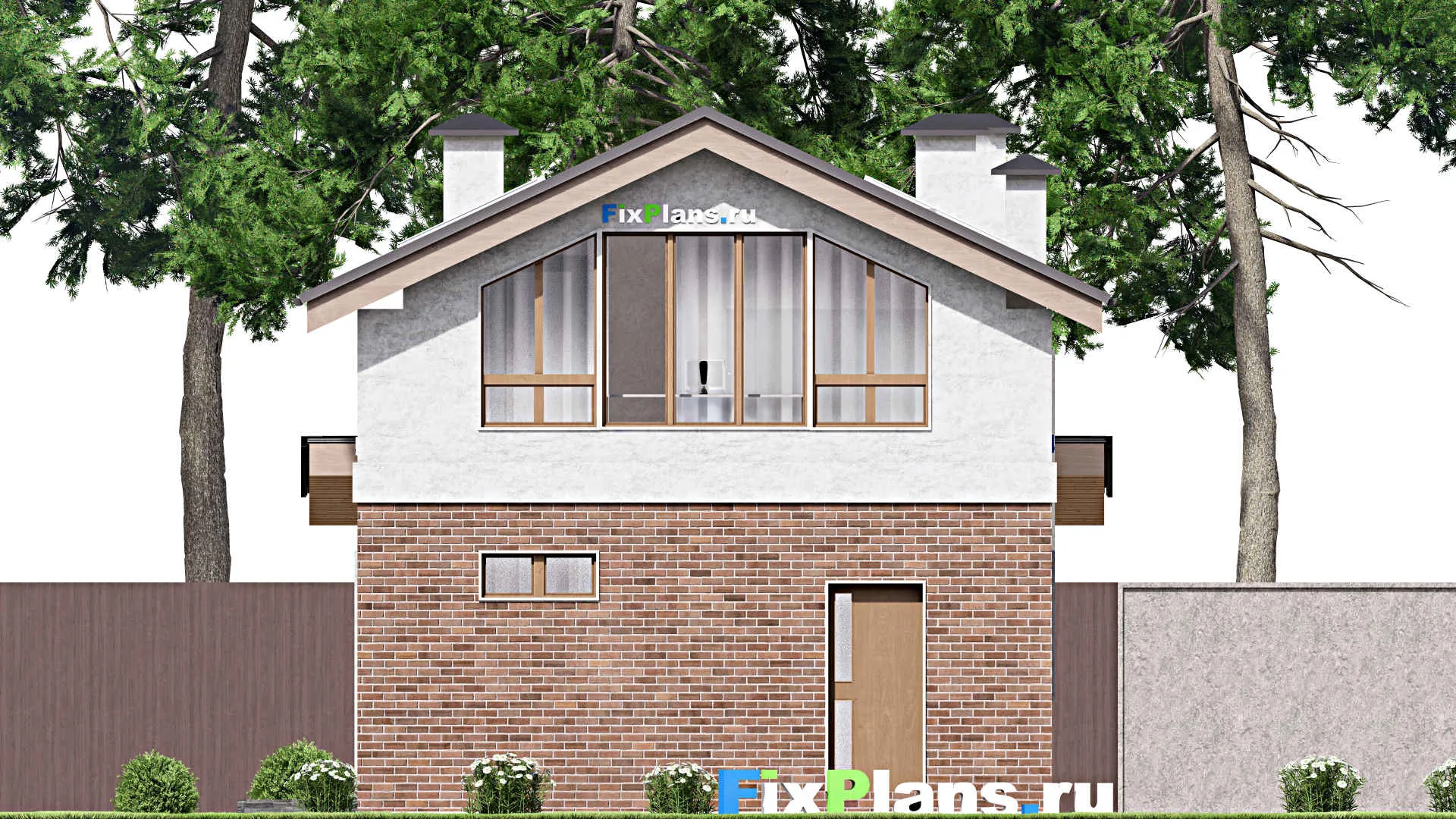 F-10817 - Проект дома с мансардой 9 на 28, площадью 290 м² с террасой, баней и 4 спальнями