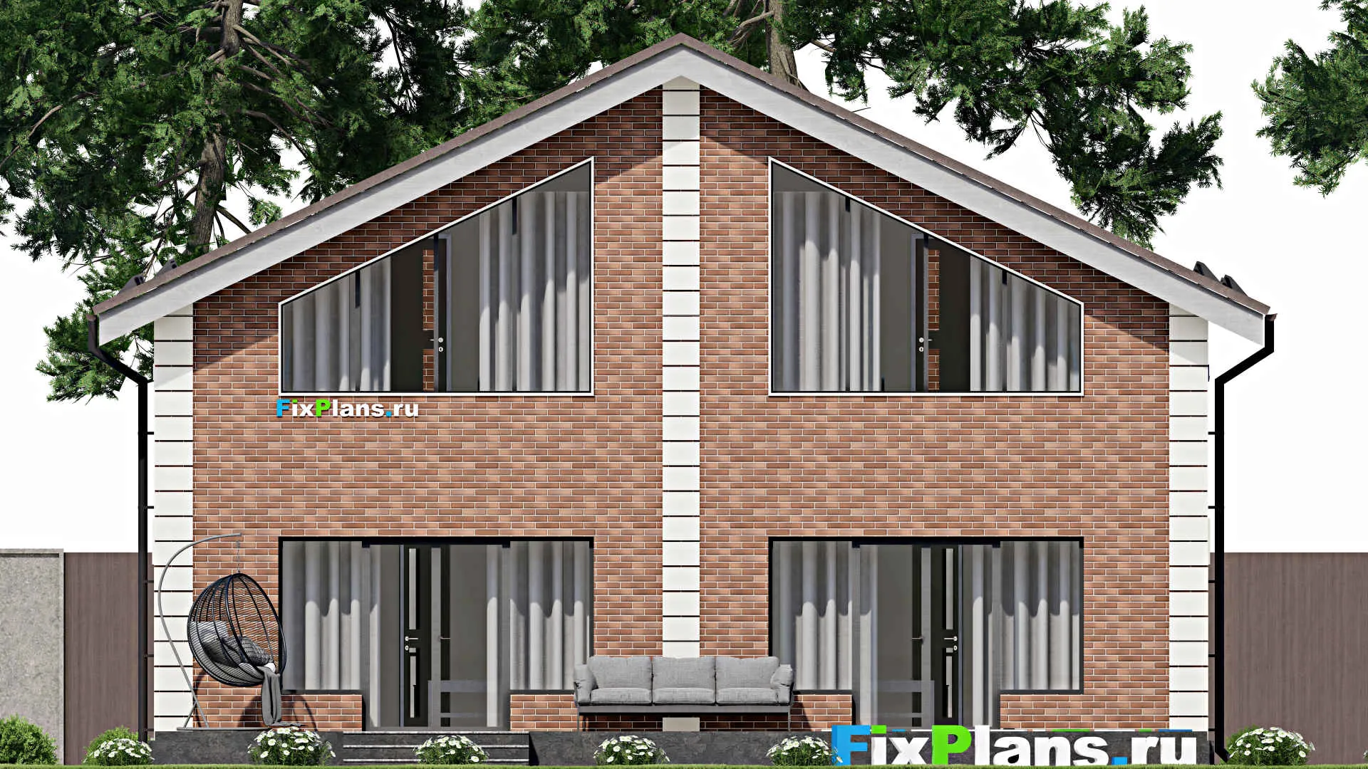 F-4724 - Планы дома с мансардой 12 на 13, площадью 240 м² с террасой и 4 спальнями