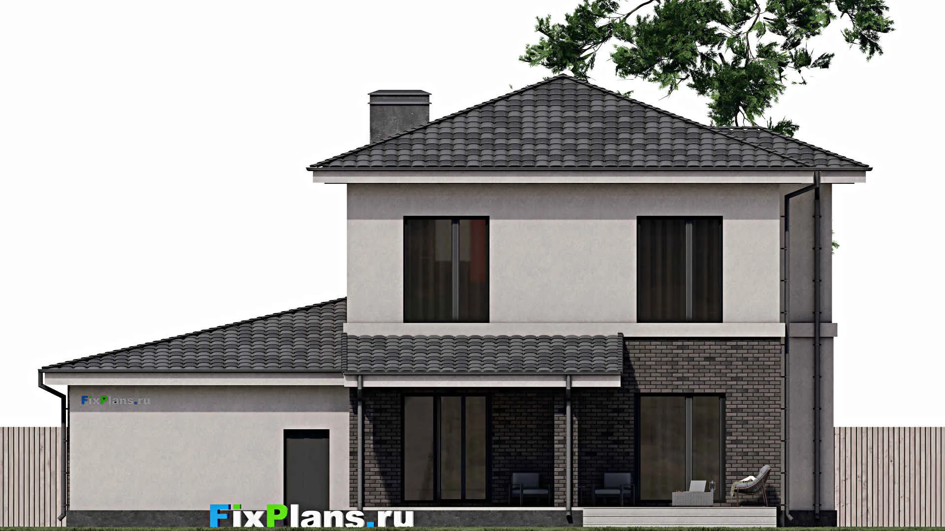 F-0584 - Проект двухэтажного дома 13 на 17, площадью 230 м² с террасой и 5 спальнями