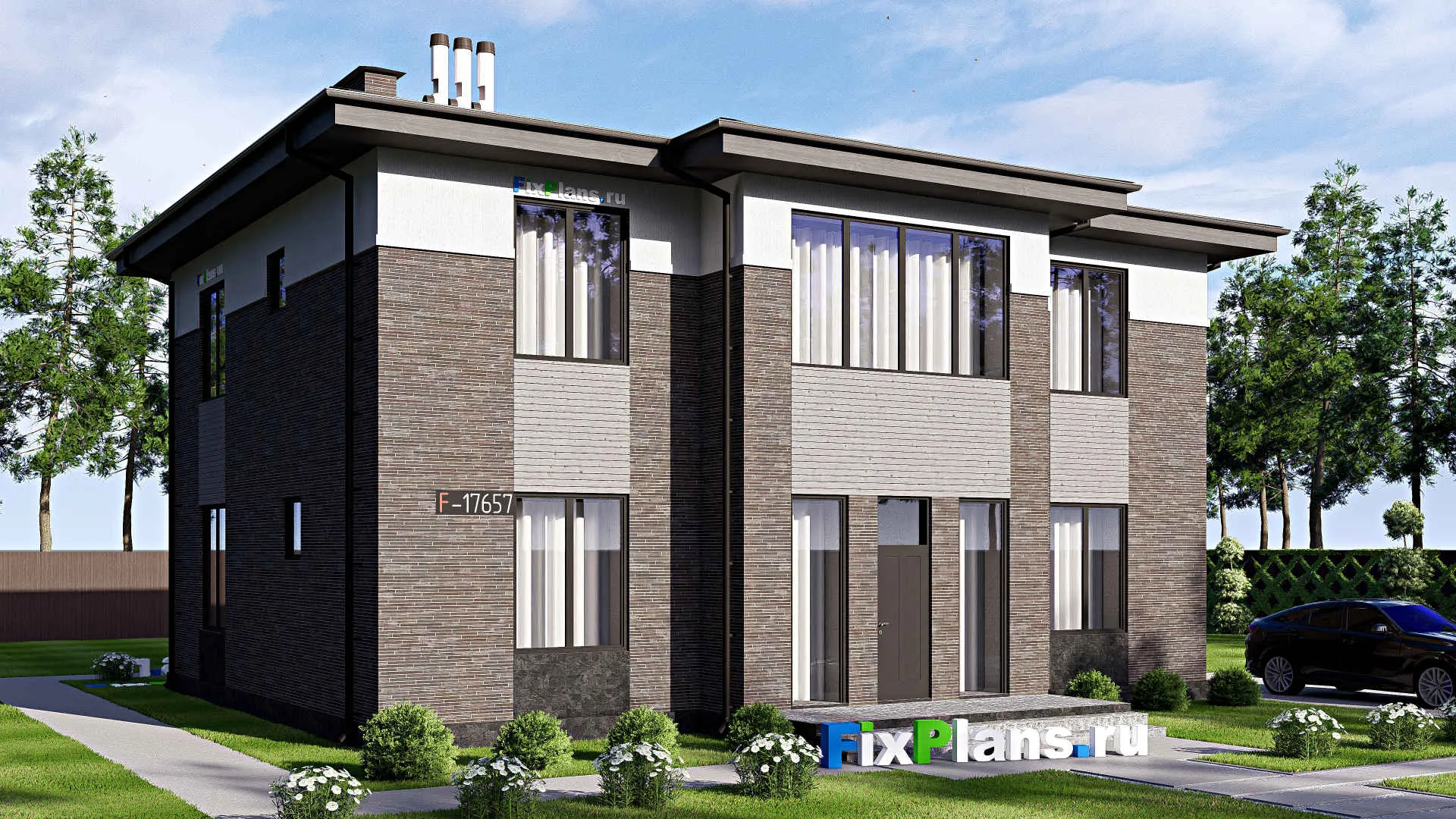 F-17657 - Проект двухэтажного дома 14 на 15, площадью 230 м² с 5 спальнями