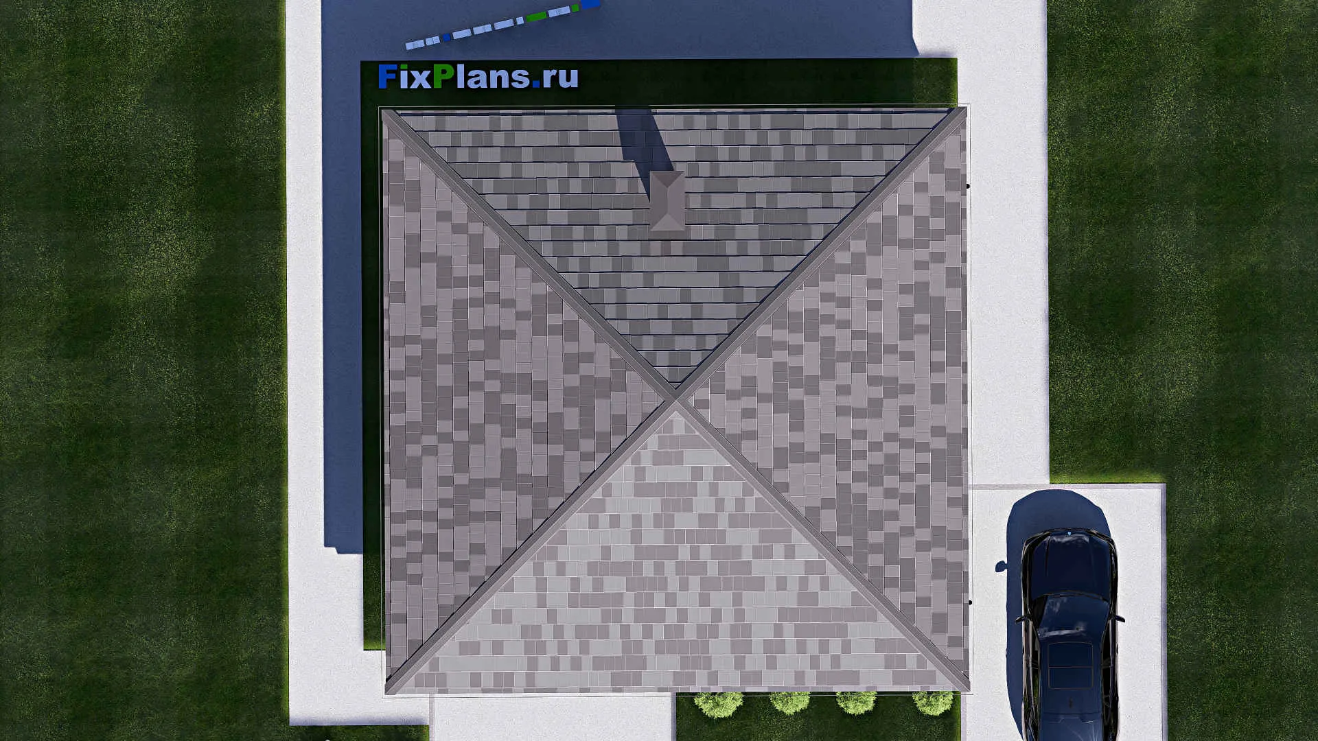 F-18062 - Проект одноэтажного дома 11 на 11, площадью 90 м² с 3 спальнями