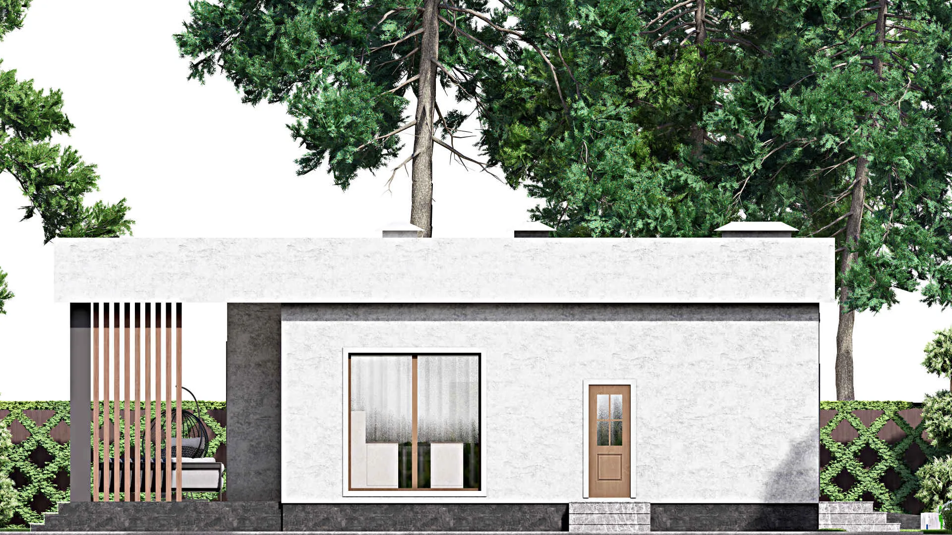 F-13139 - Проект одноэтажного дома 15 на 23, площадью 220 м² с террасой, гаражом на 2 машины и 2 спальнями