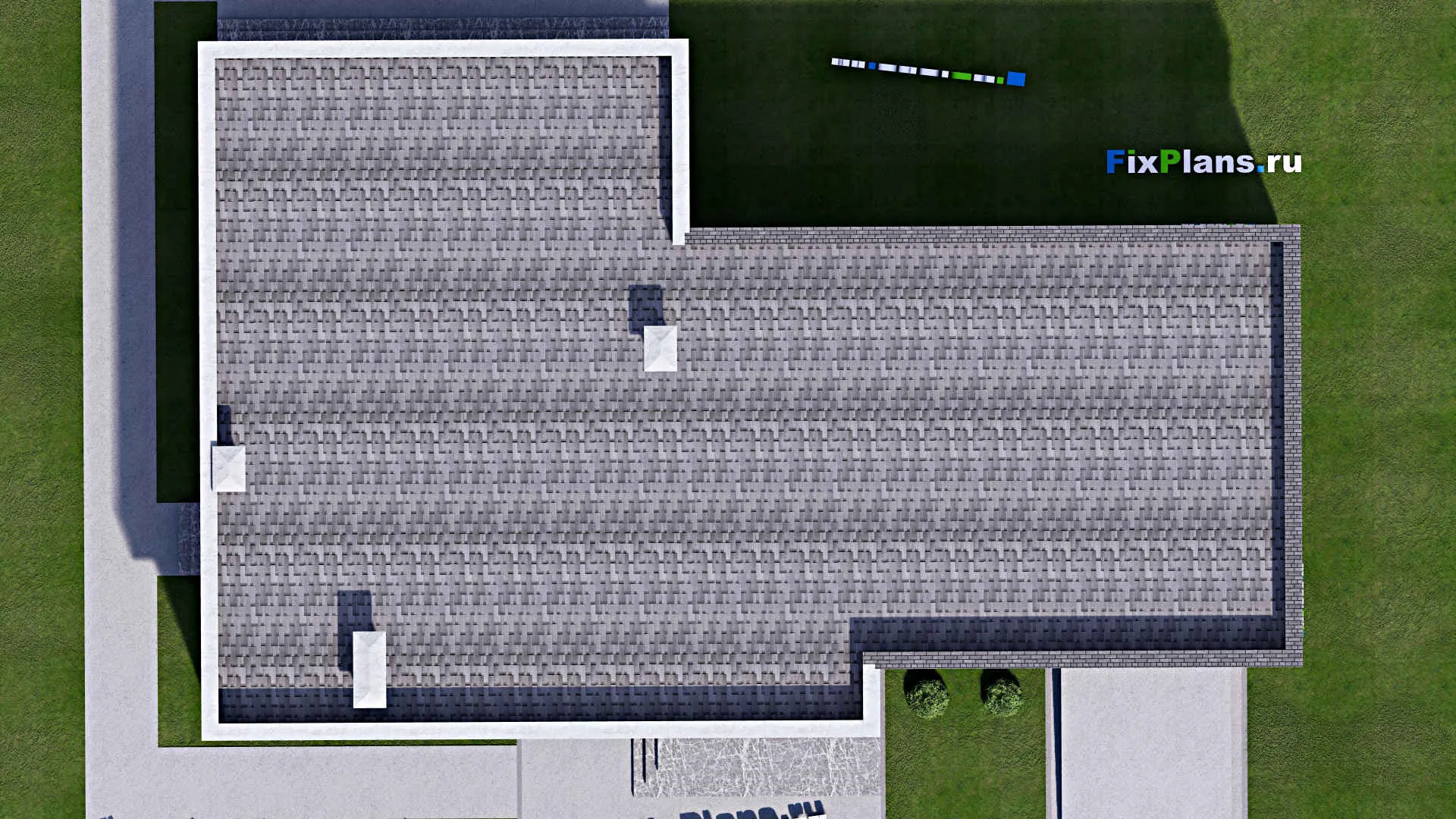 F-13139 - Проект одноэтажного дома 15 на 23, площадью 220 м² с террасой, гаражом на 2 машины и 2 спальнями