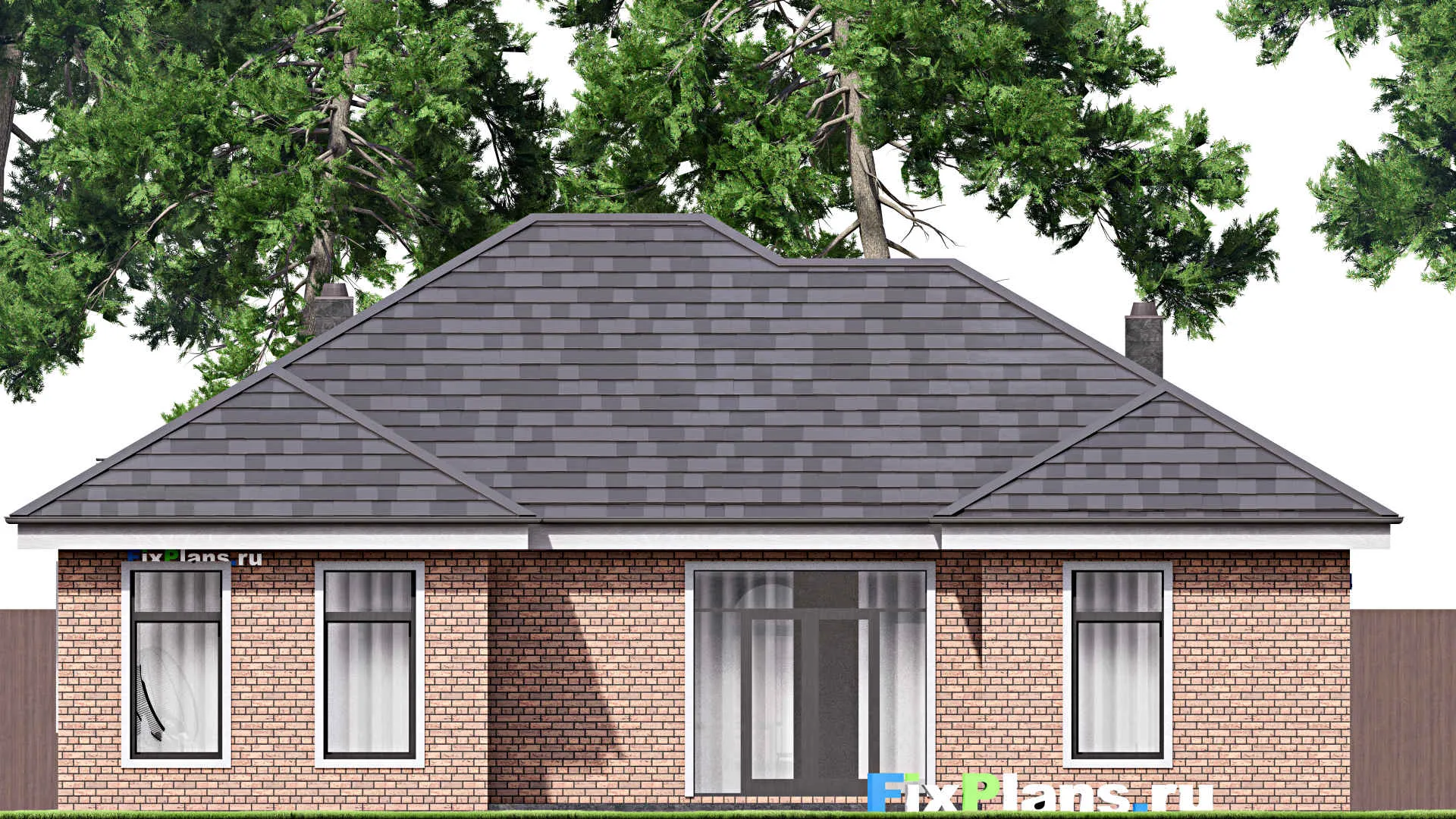 F-16757 - Проект одноэтажного дома 15 на 20, площадью 190 м² с террасой, баней, гаражом на 2 машины и 2 спальнями