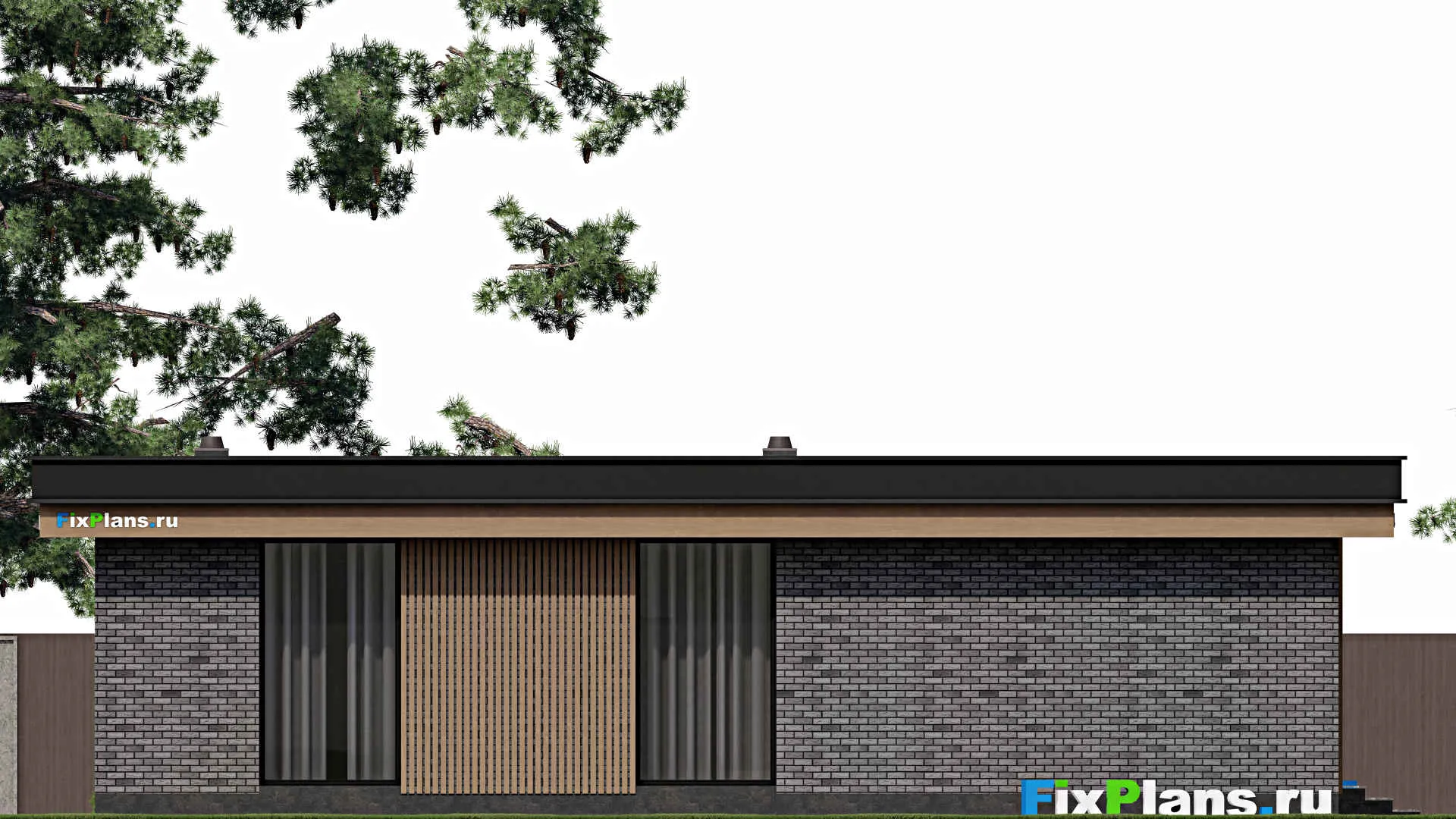 F-2195 - Проект одноэтажного дома 15 на 16, площадью 200 м² с 3 спальнями