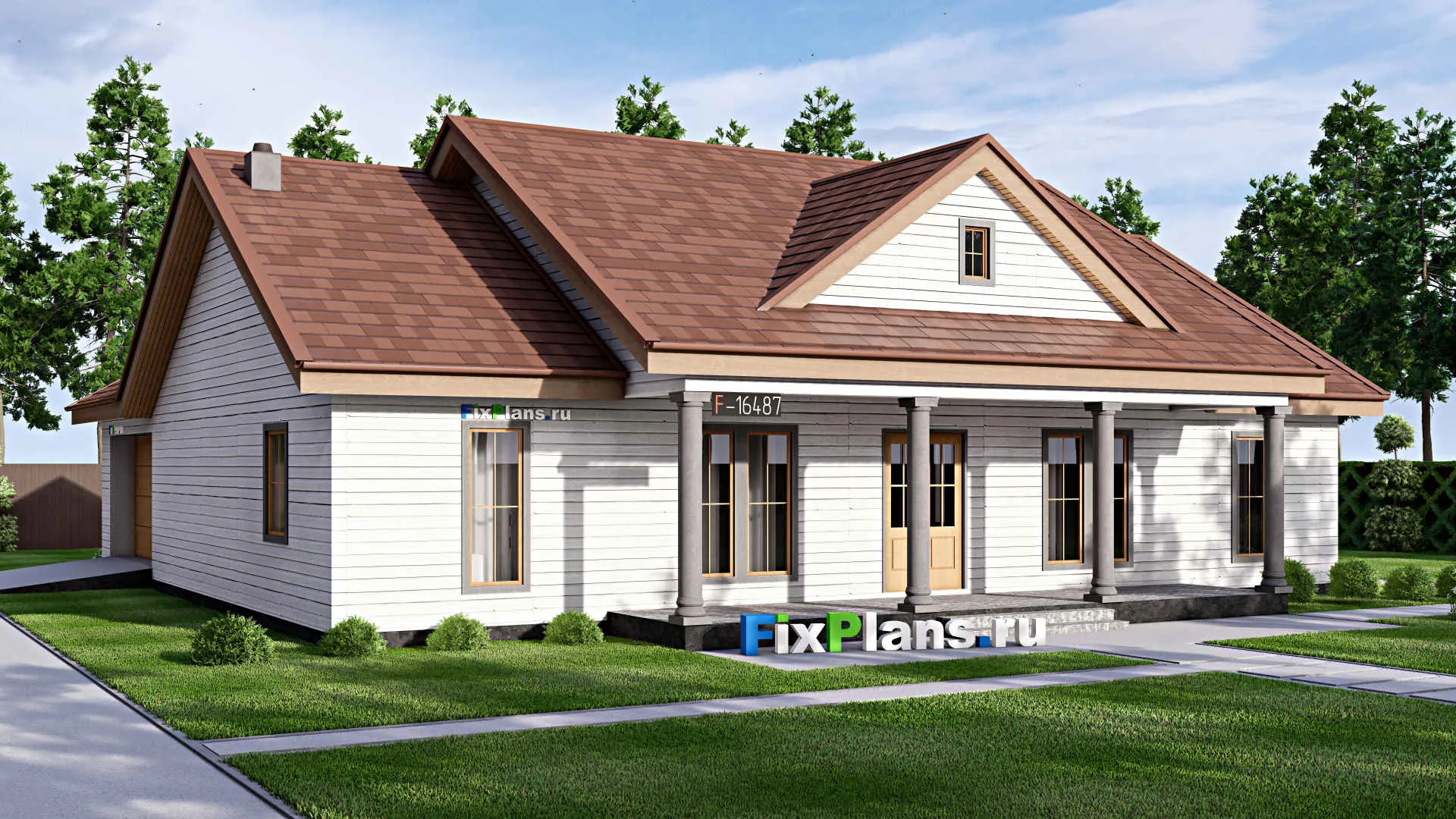 F-16487 - Проект одноэтажного дома 20 на 20, площадью 270 м² с 3 спальнями