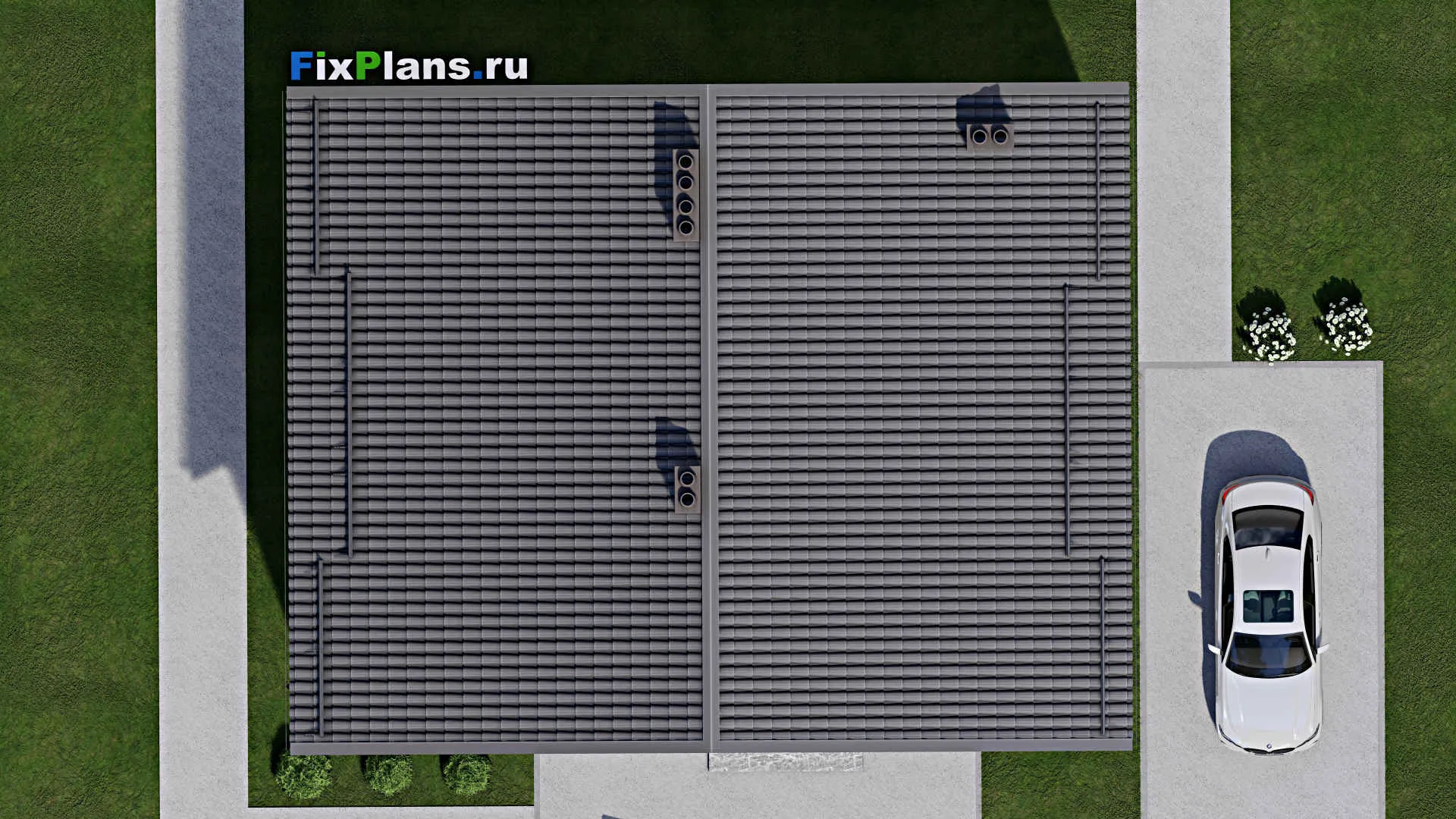 F-4292 - Планы дома с мансардой 11 на 14, площадью 180 м² с террасой и 5 спальнями