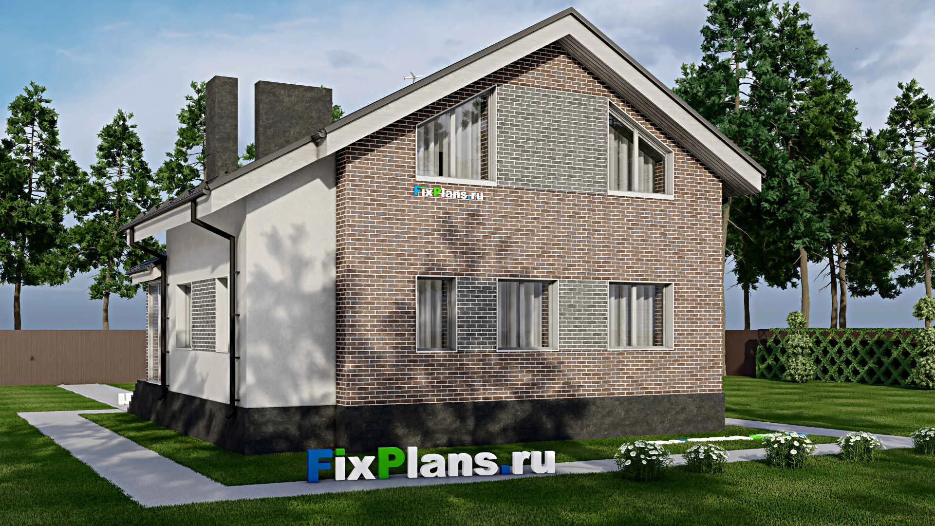 F-7442 - Проект дома с мансардой 11 на 13, площадью 150 м² с 4 спальнями