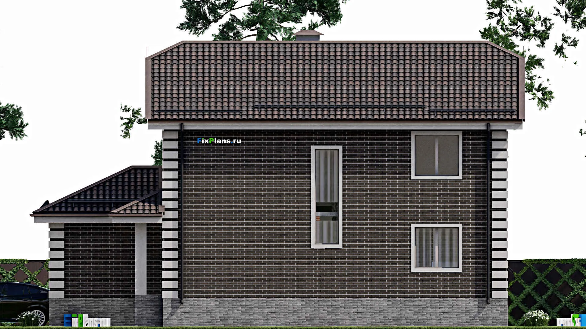 F-5660 - Проект двухэтажного дома 11 на 16, площадью 200 м² с гаражом на 1 машину и 4 спальнями