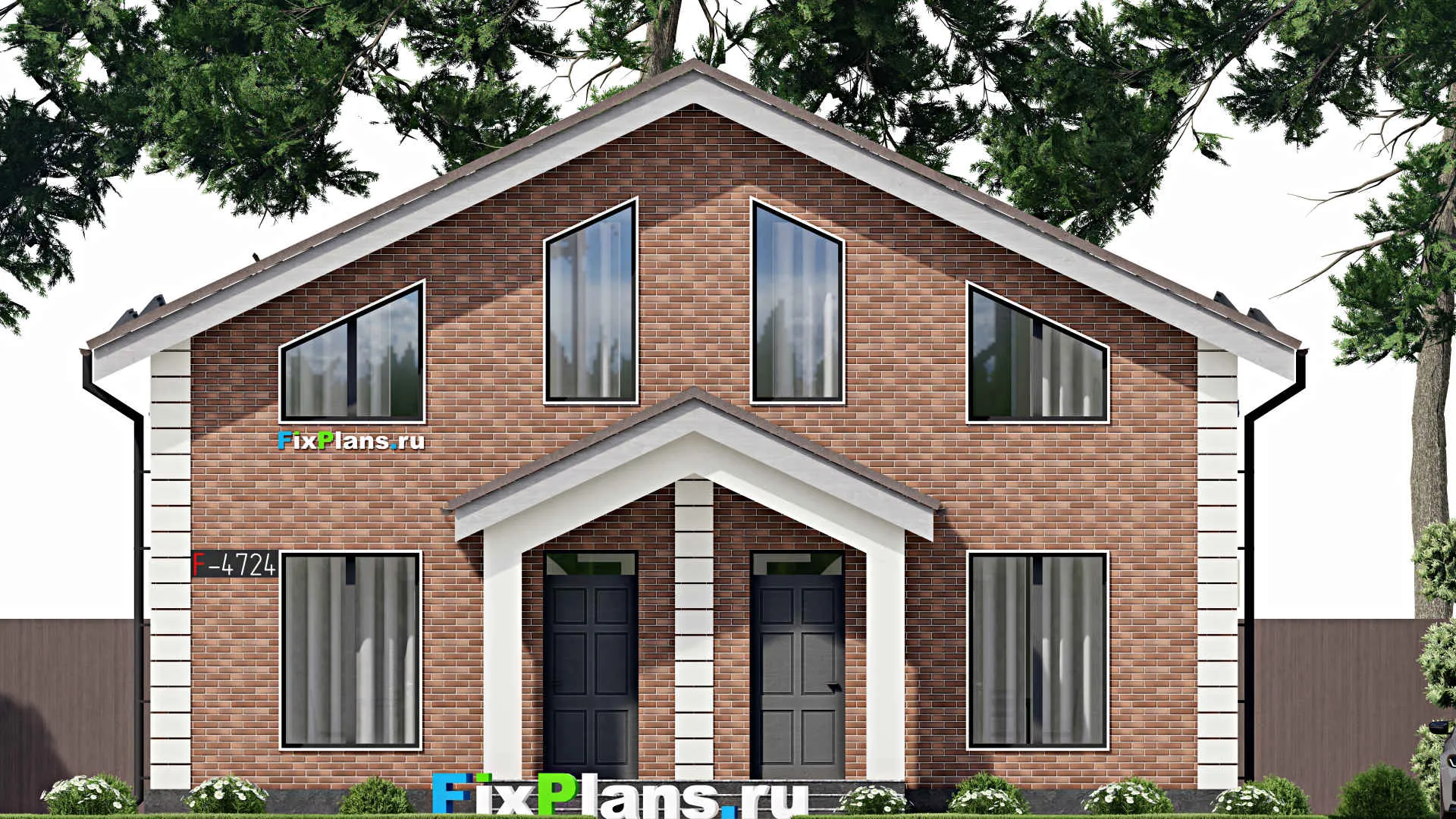 F-4724 - Планы дома с мансардой 12 на 13, площадью 240 м² с террасой и 4 спальнями