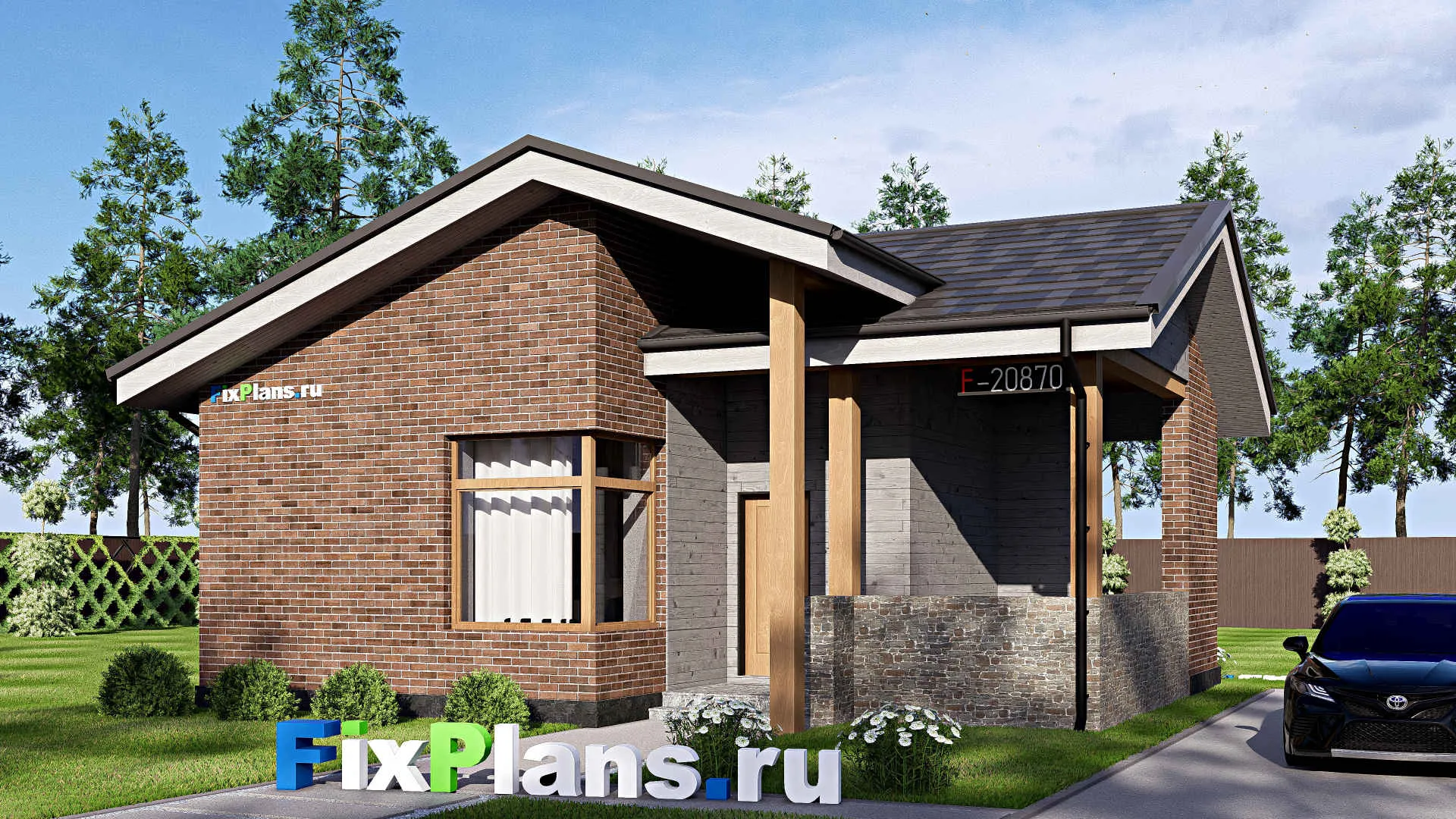 F-20870 - Проект бани 9 на 10, площадью 60 м² с комнатой отдыха и санузлом