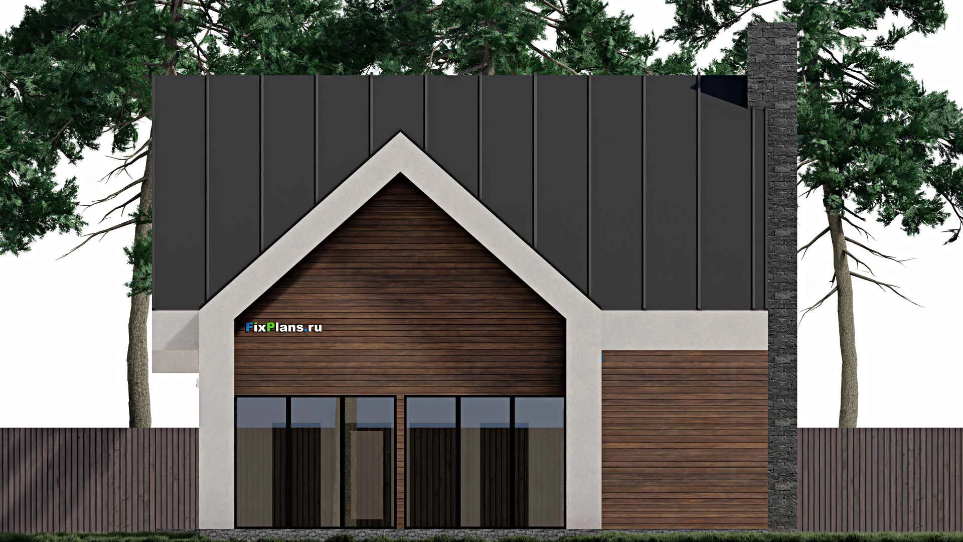 F-0377 - Проект одноэтажного дома 13 на 23, площадью 180 м² с террасой и 2 спальнями