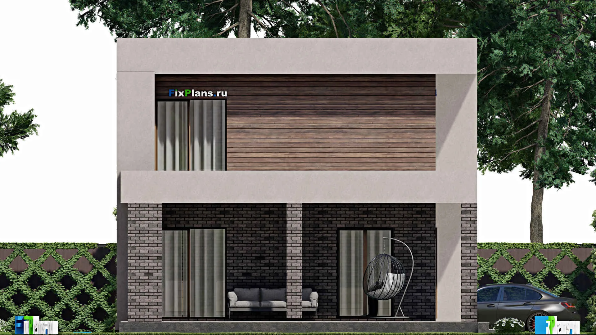 F-8189 - Проект двухэтажного дома 10 на 14, площадью 230 м² с террасой, балконом и 2 спальнями