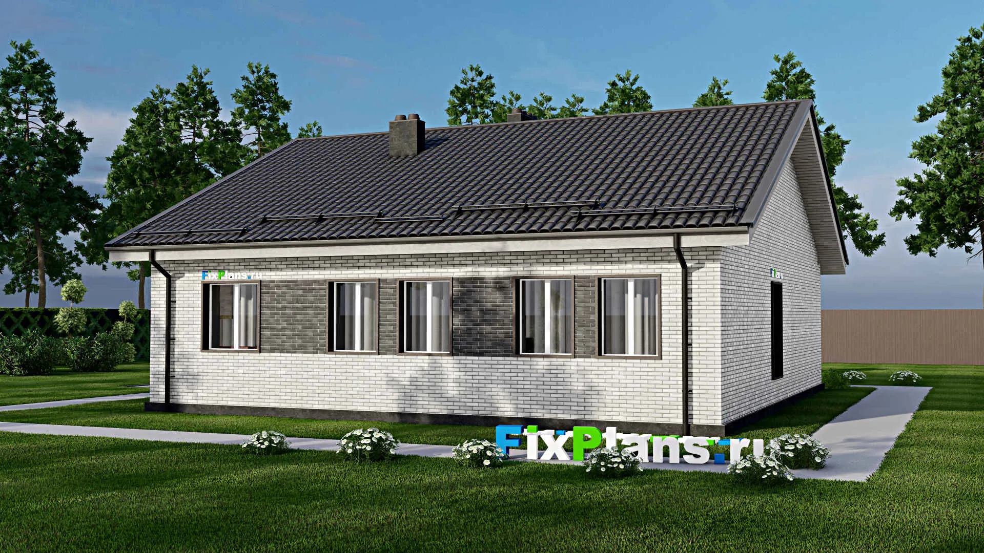 F-3239 - Проект одноэтажного дома 13 на 13, площадью 130 м² с 2 спальнями