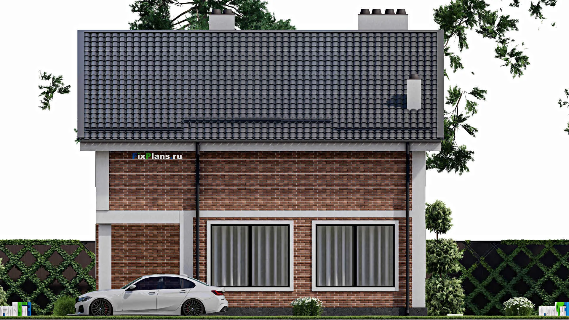 F-4292 - Планы дома с мансардой 11 на 14, площадью 180 м² с террасой и 5 спальнями