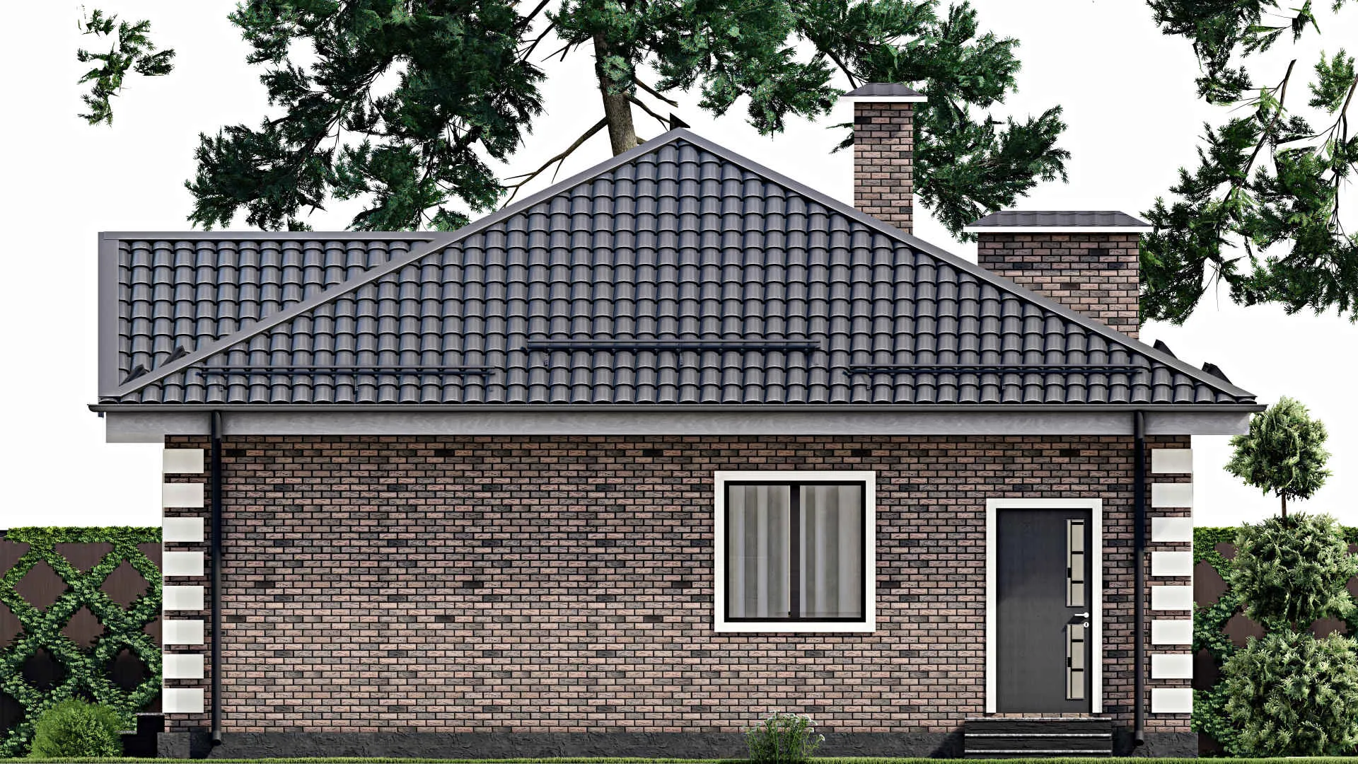 F-4589 - Проект одноэтажного дома 11 на 12, площадью 90 м² с 2 спальнями