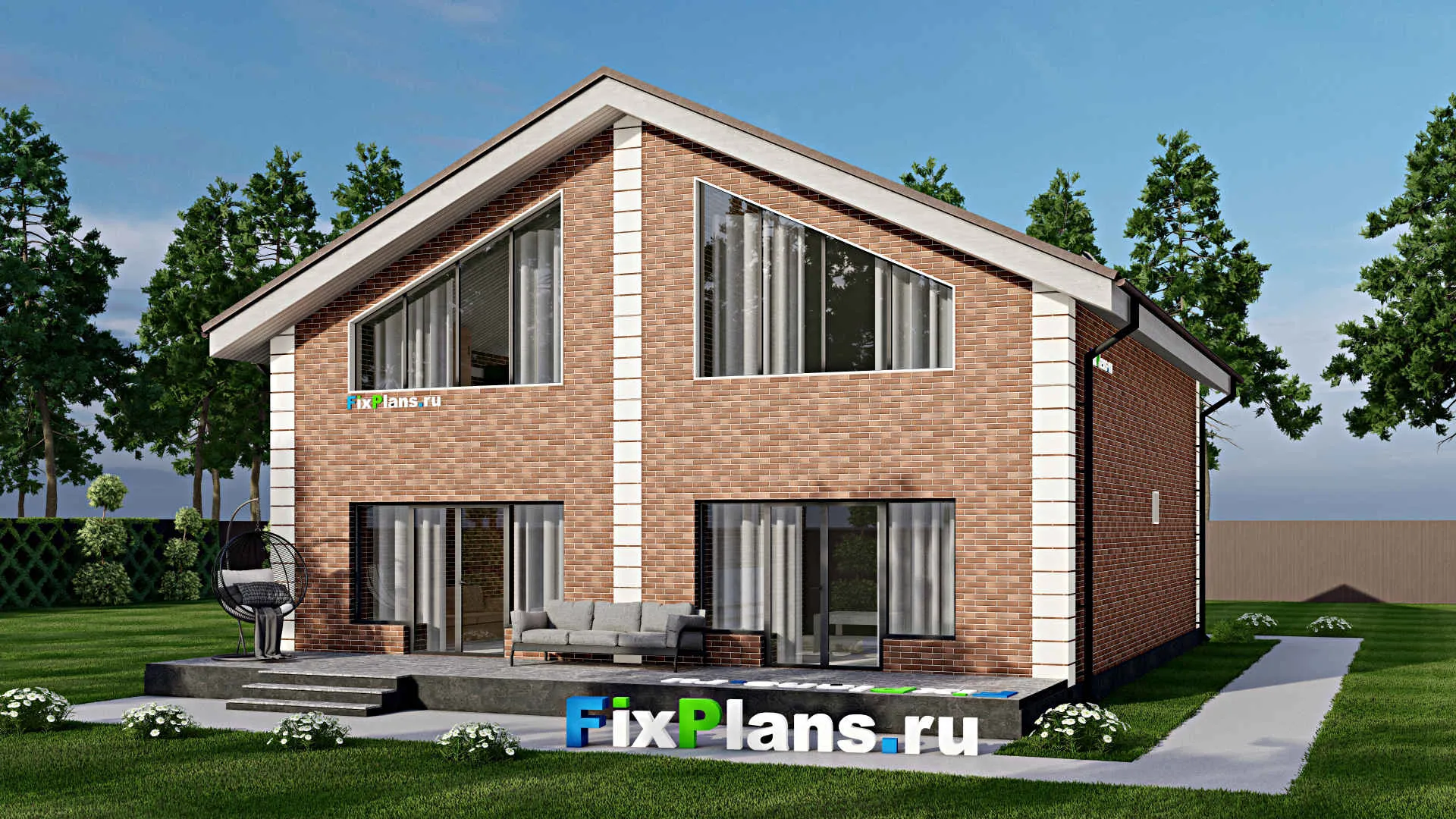 F-4724 - Планы дома с мансардой 12 на 13, площадью 240 м² с террасой и 4 спальнями