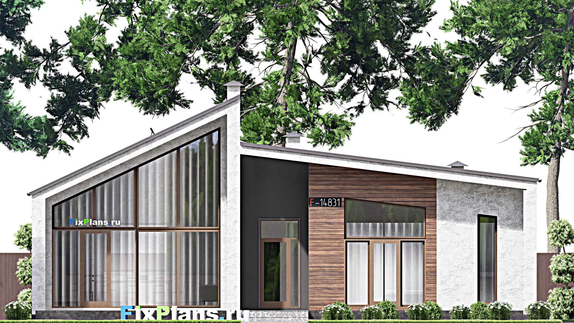 F-14831 - Проект одноэтажного дома 14 на 16, площадью 170 м² с террасой и 3 спальнями