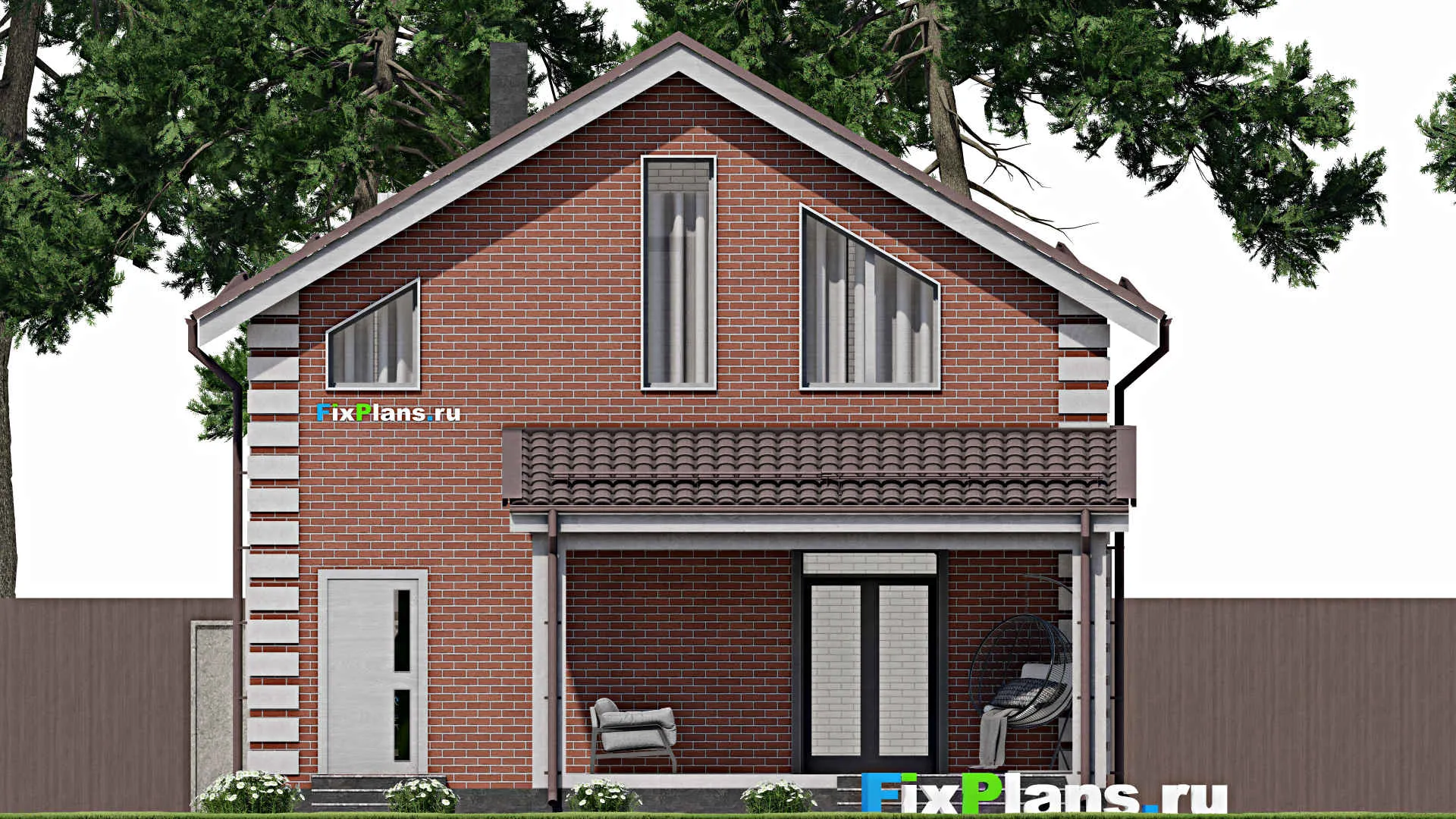 F-2393 - Планы дома с мансардой 10 на 11, площадью 160 м² с террасой, гаражом на 1 машину и 4 спальнями