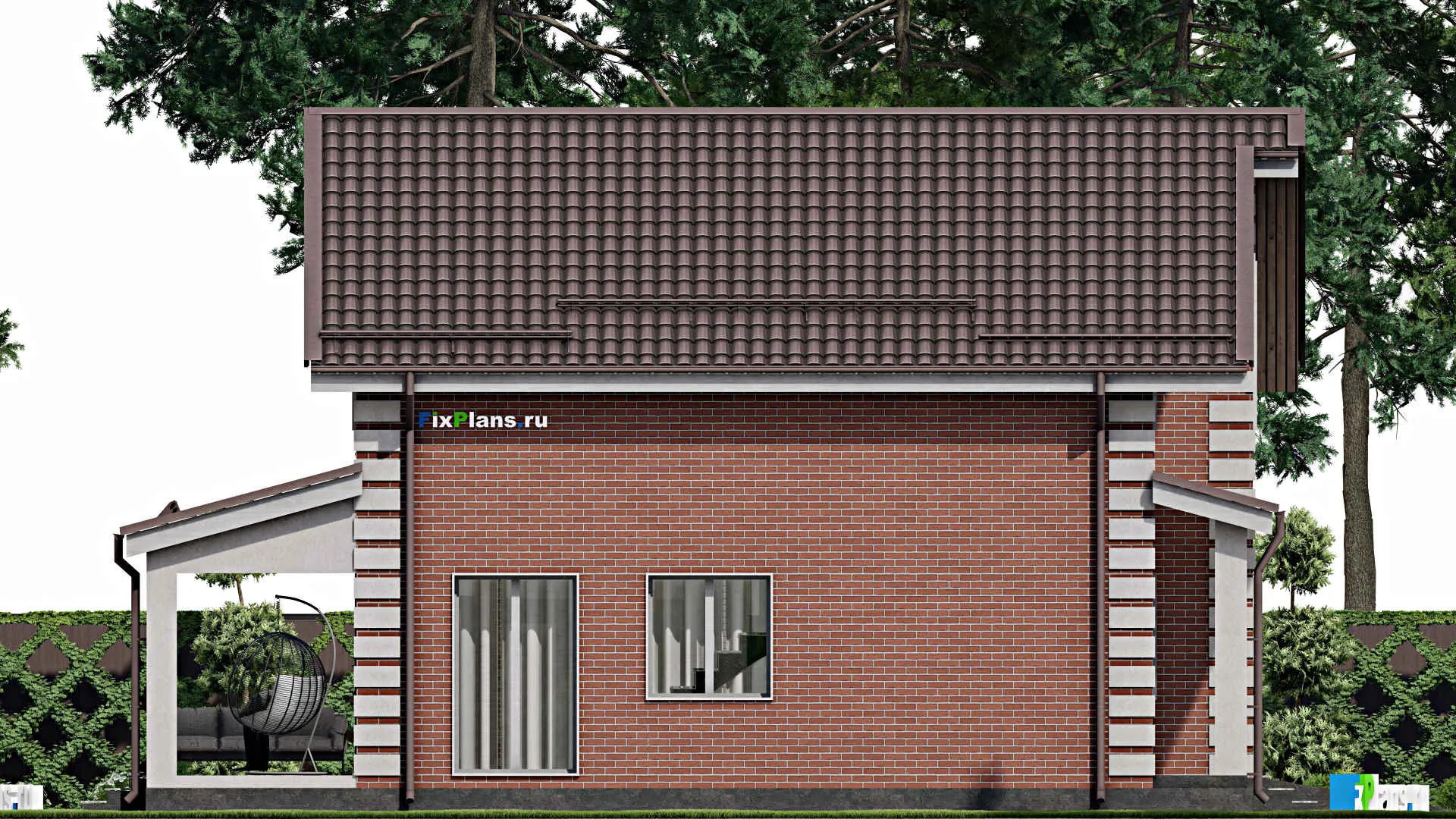 F-2393 - Планы дома с мансардой 10 на 11, площадью 160 м² с террасой, гаражом на 1 машину и 4 спальнями